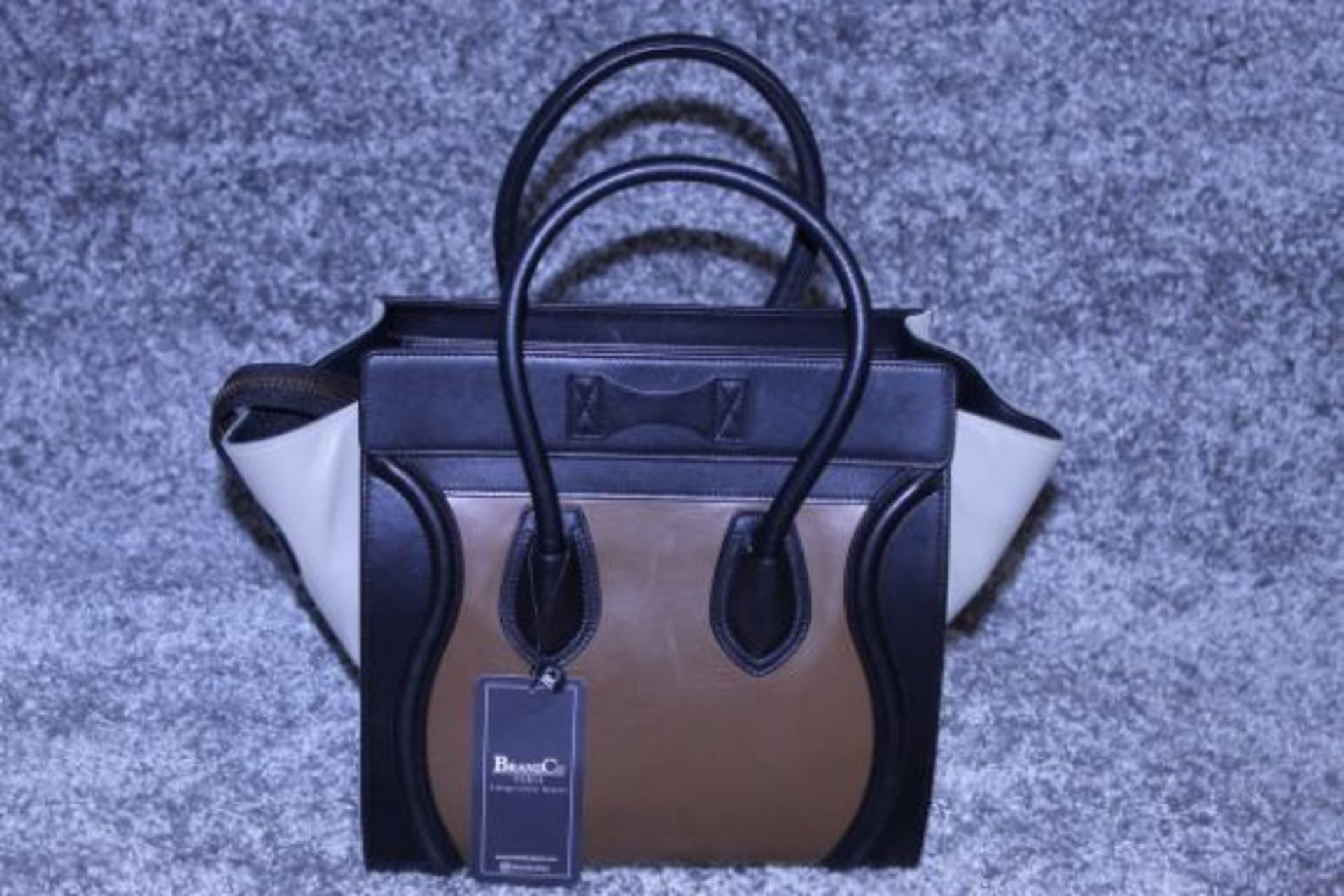 Rrp £1,500 Celine Luggage Tricol Handbag, Céline 'Mini Luggage'. Open Swith A Zipper On Top And Is