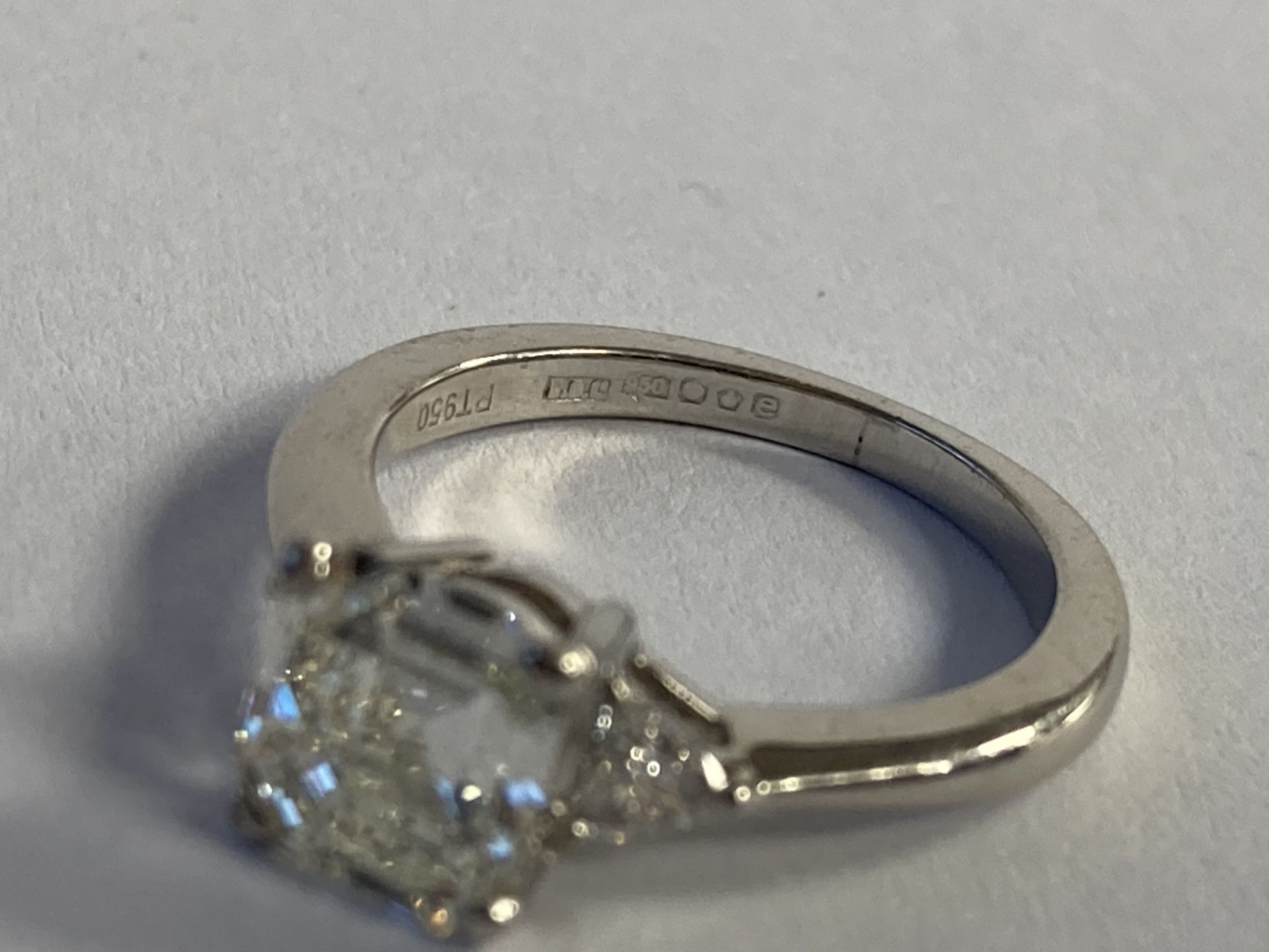 RRP £16,000 White Gold Asscher Cut Diamond Single Stone Ring Set With Two Small Pear Shaped On The S - Image 6 of 6