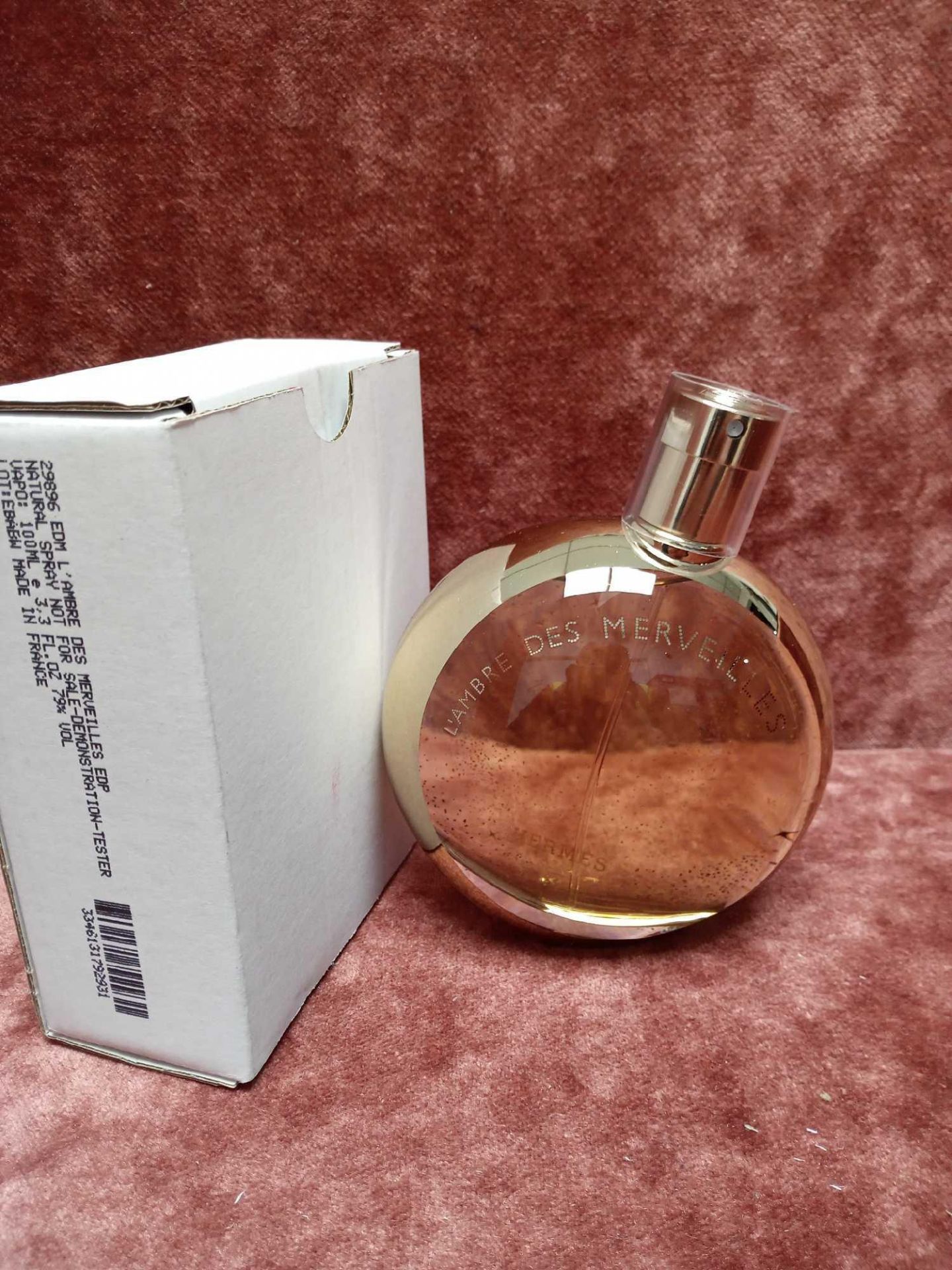 RRP £95 Boxed Full 100Ml Tester Bottle Of Hermes Paris L'Ambre Des Merveilles Perfume Spray