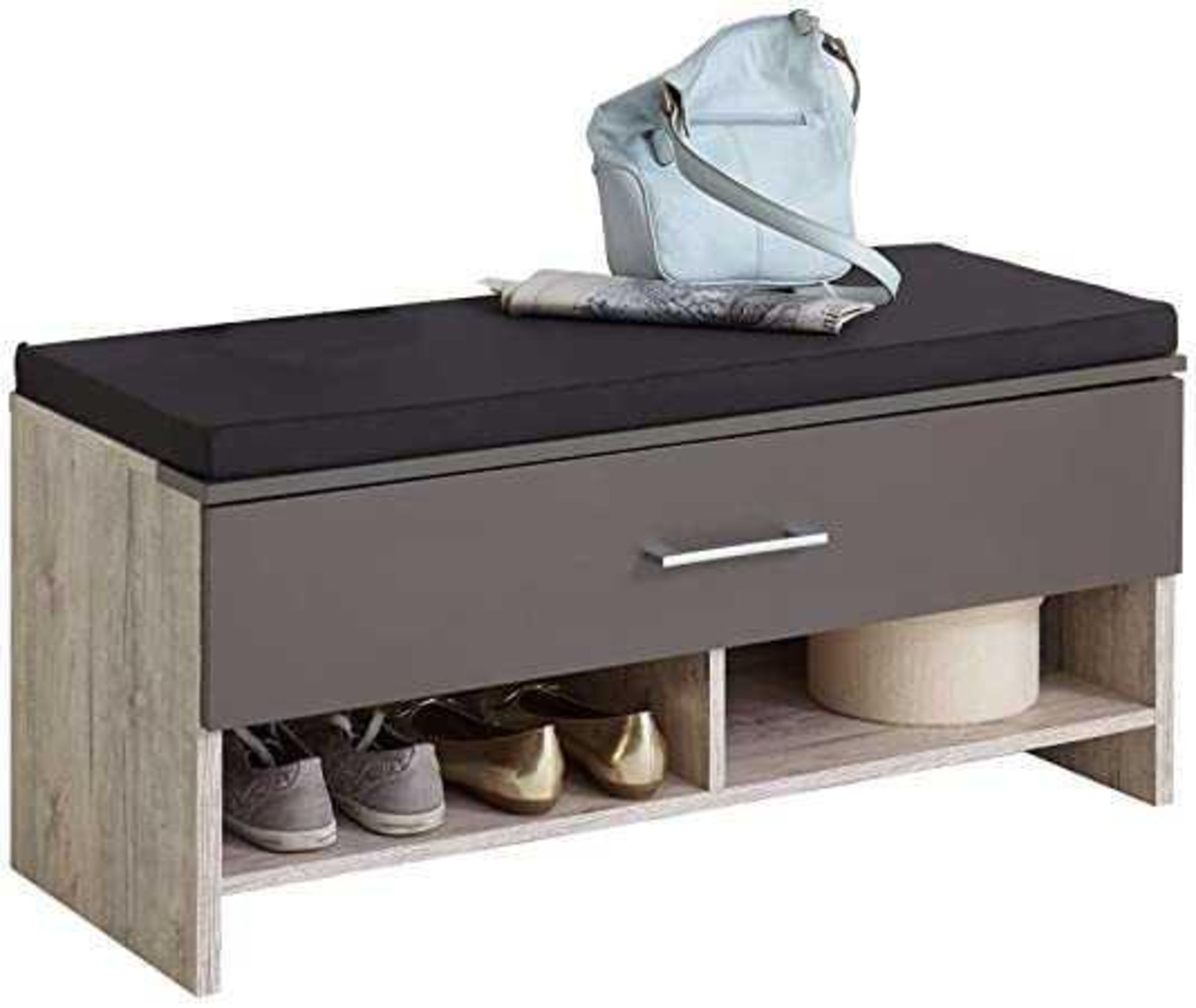 RRP £100. Boxed Fmd Alan 4 Hoskin Shoe Bench - Sand Oak / Lava