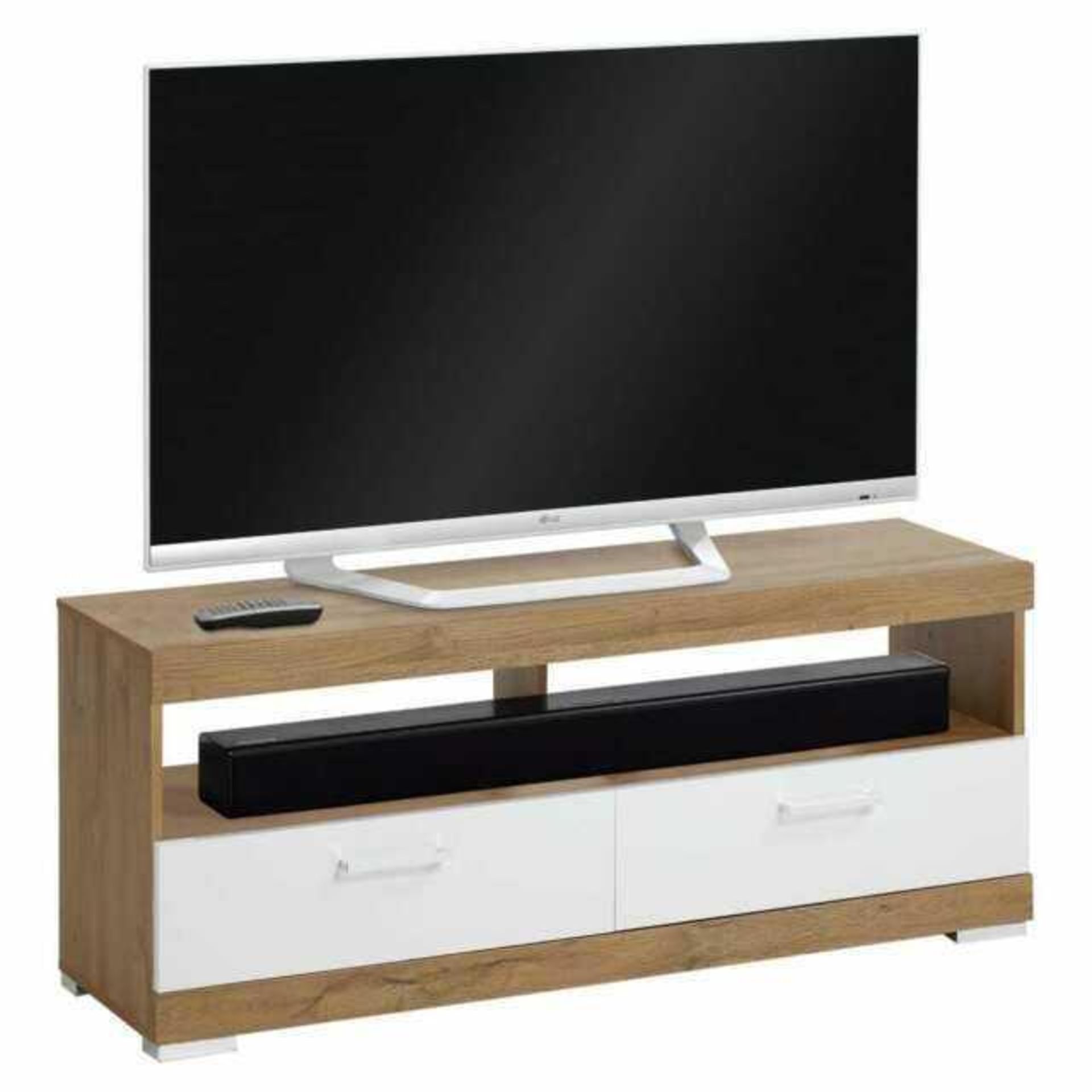 RRP £120. Boxed Holte Wooden Tv Stand