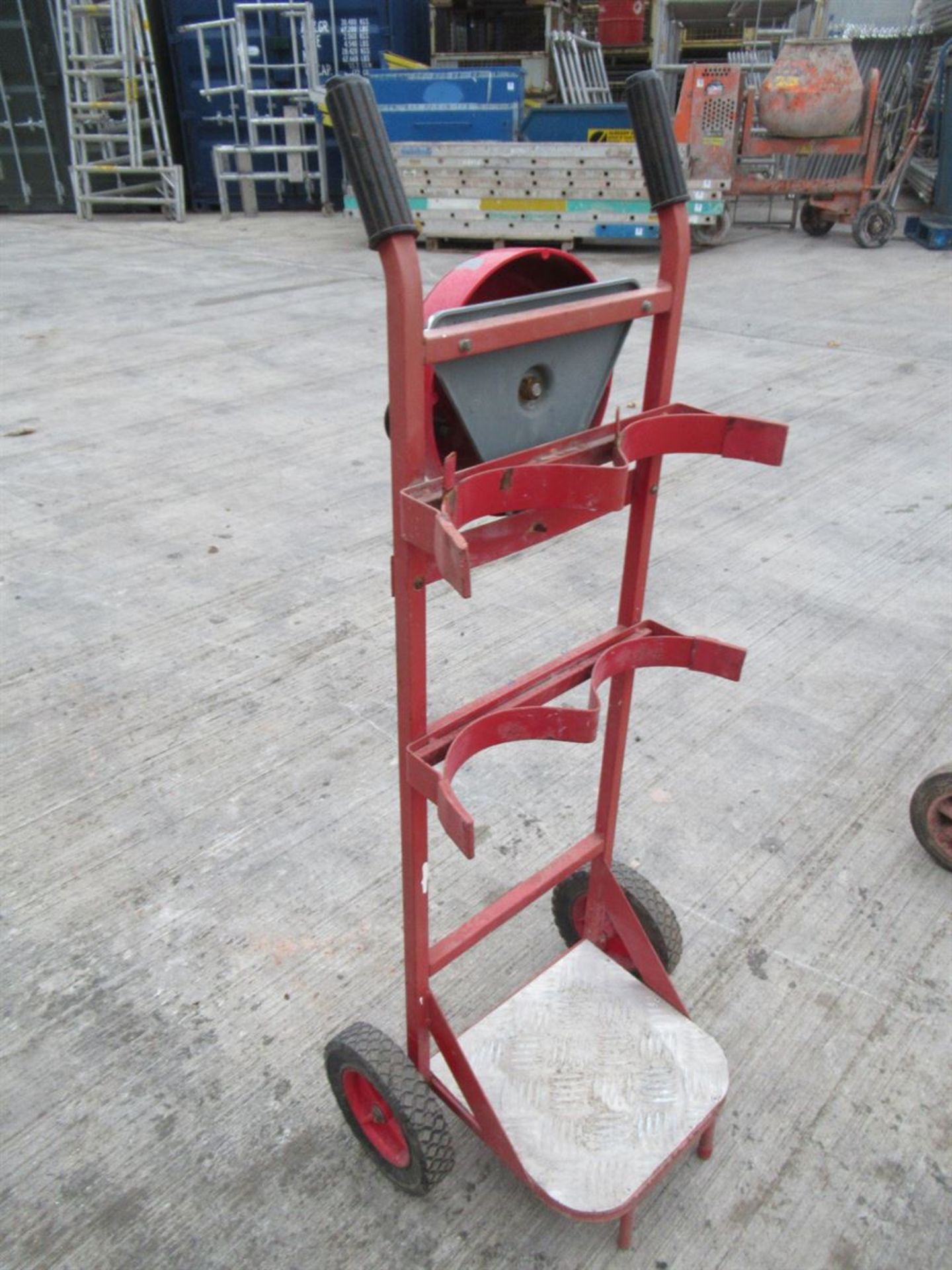 TWIN EXTINGUISHER FIRE POINT TROLLEY C/W BELL