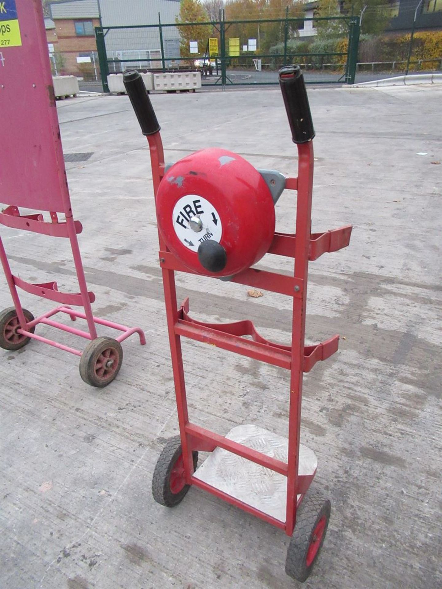 TWIN EXTINGUISHER FIRE POINT TROLLEY C/W BELL - Image 2 of 2