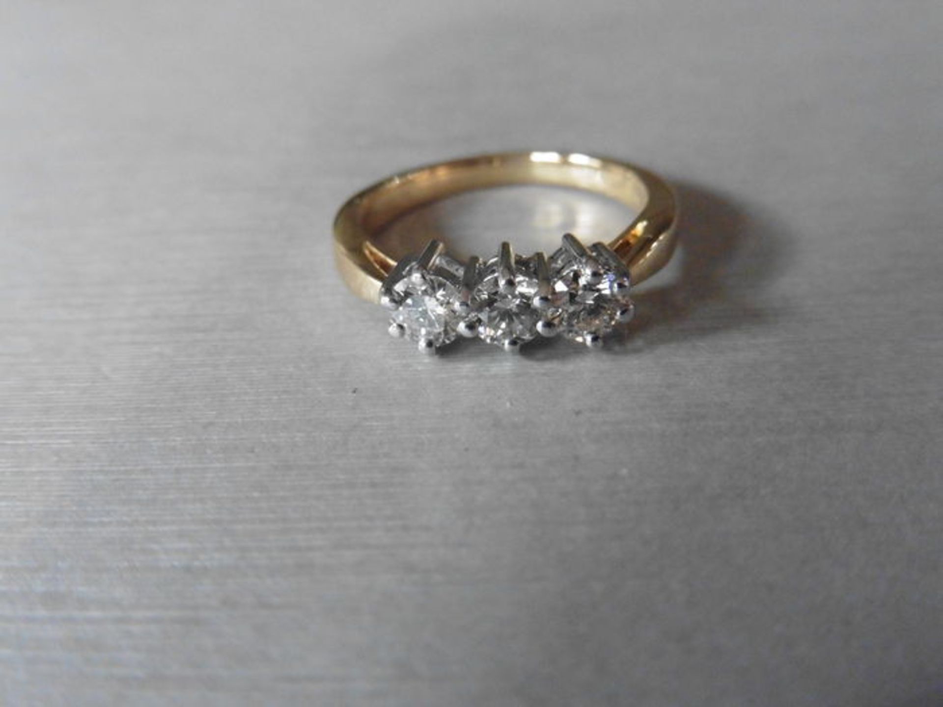 0.75ct diamond trilogy ring set in 18ct gold. 3 brilliant cut diamonds - Image 3 of 3