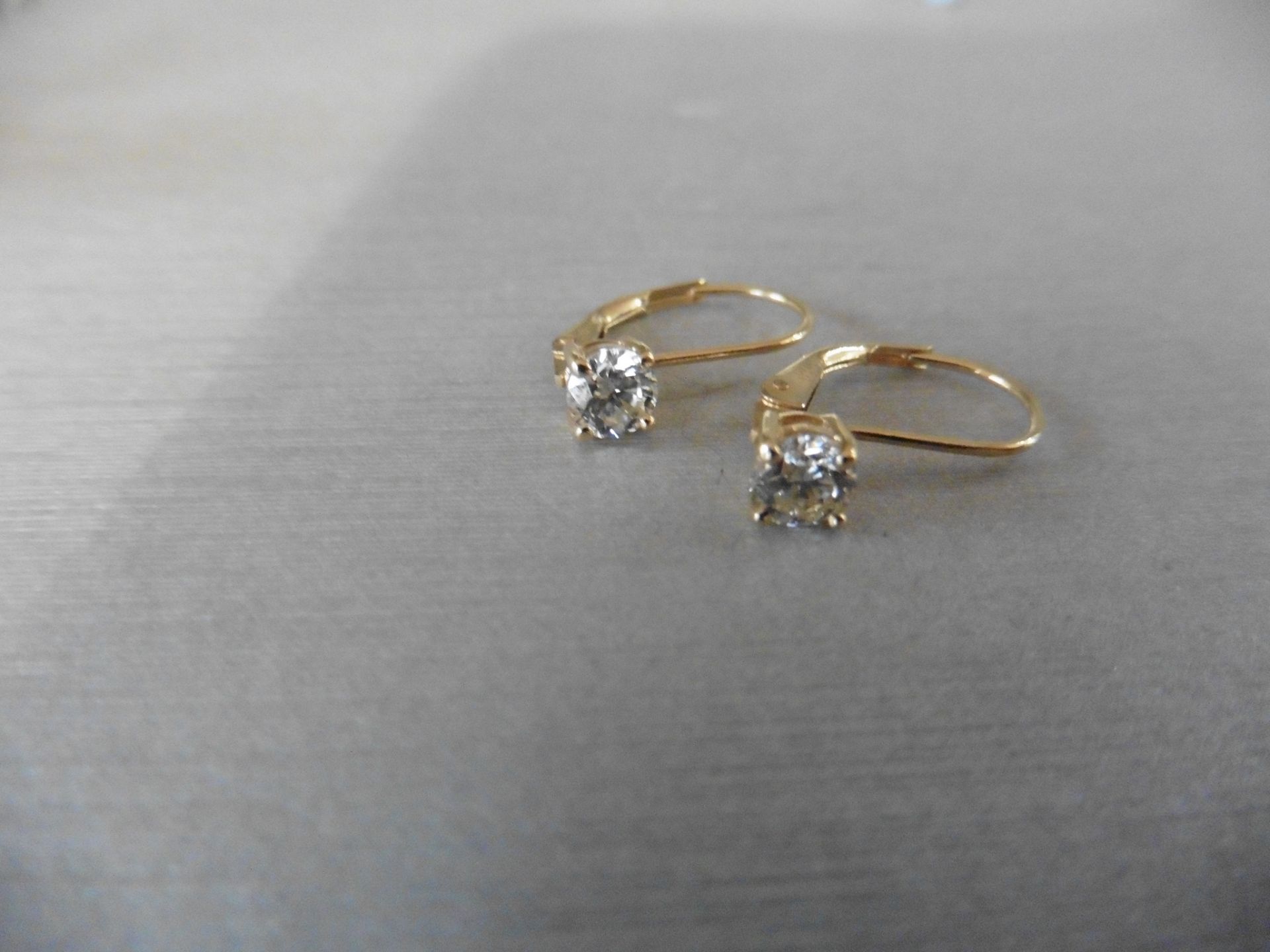 0.60ct diamond hinged style earrings each set with a brilliant cut diamond - Image 2 of 3