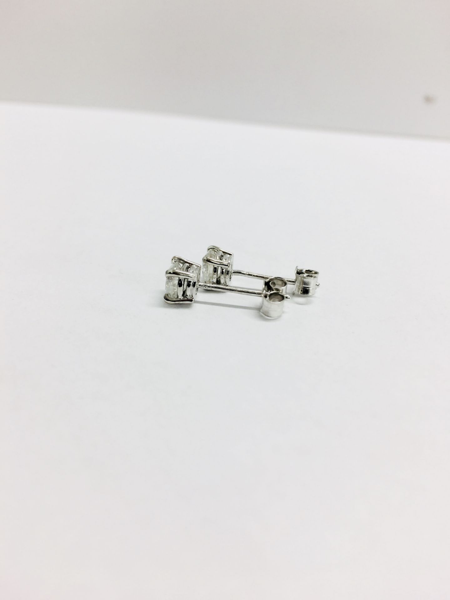 1.00ct Solitaire diamond stud earrings set with brilliant cut diamonds - Image 4 of 5