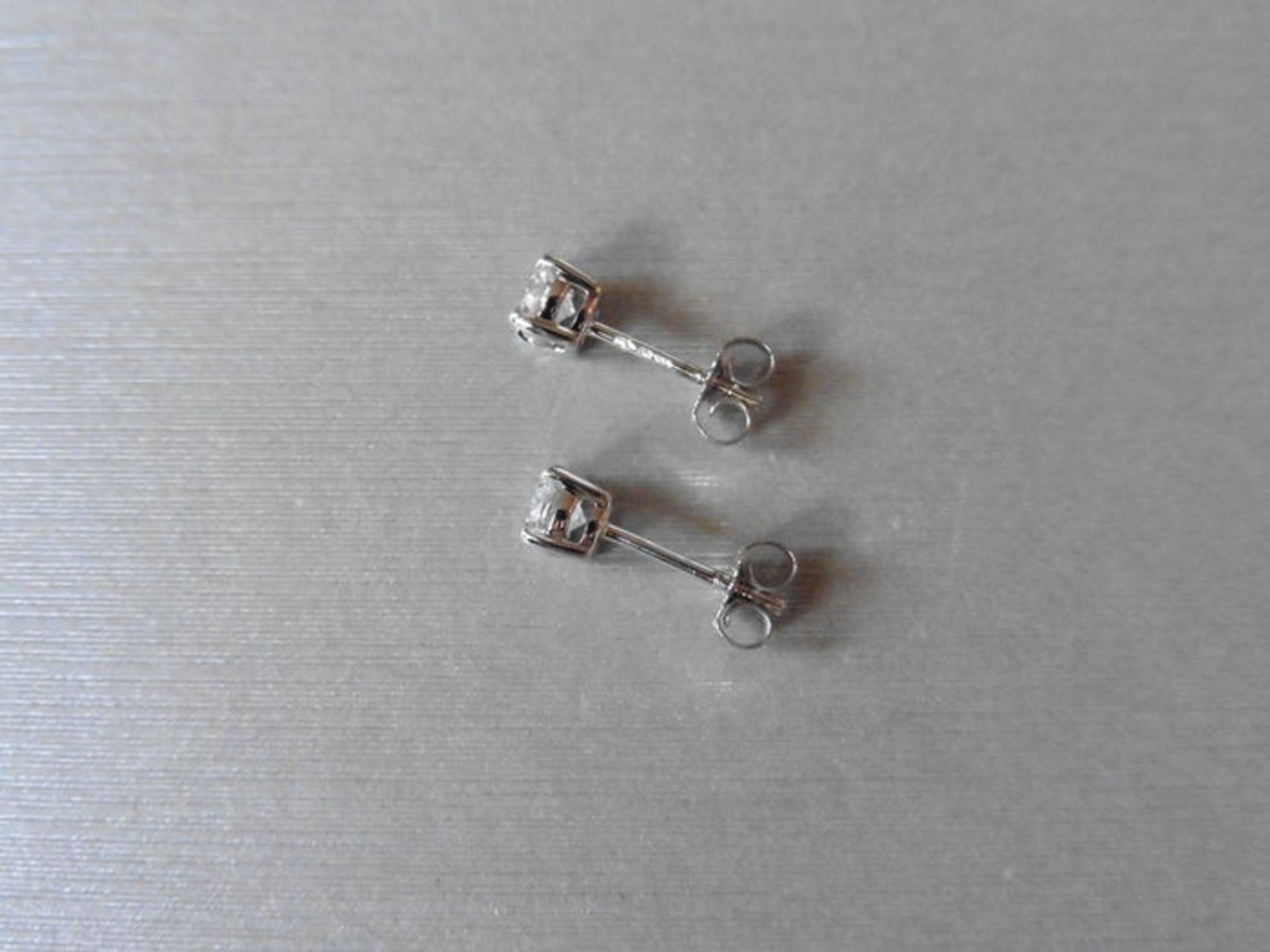 0.40ct Solitaire diamond stud earrings set with brilliant cut diamonds - Image 3 of 4