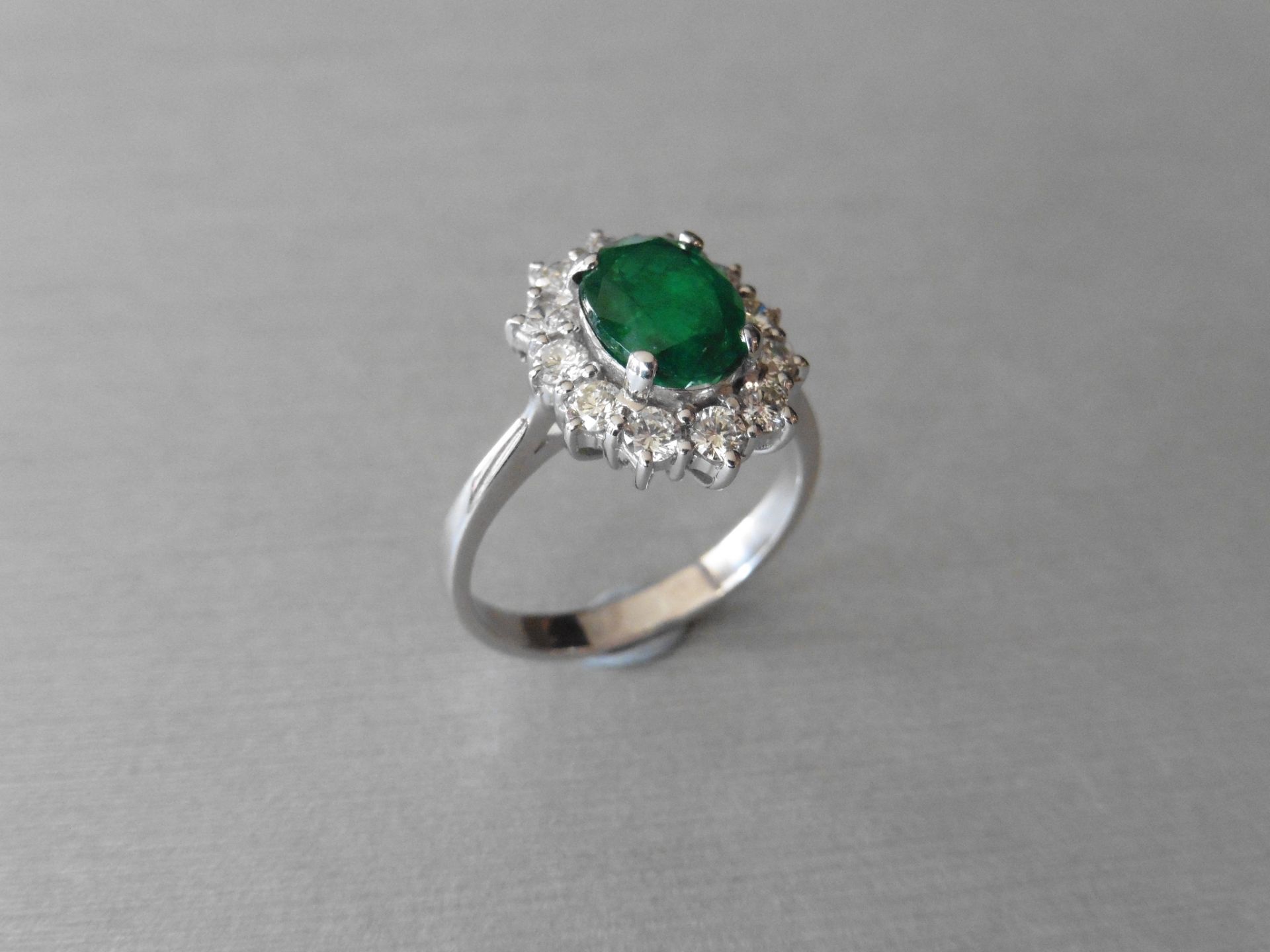 Emerald & Diamond cluster Ring