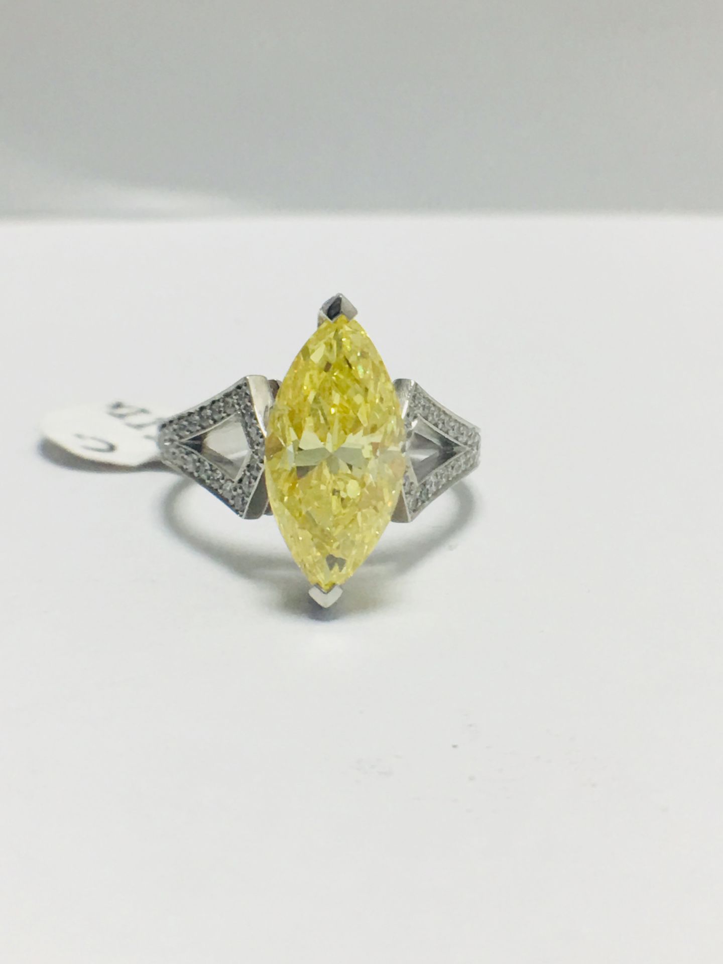 3.54ct Marquis Fancy yellow Diamond Ring - Image 10 of 12