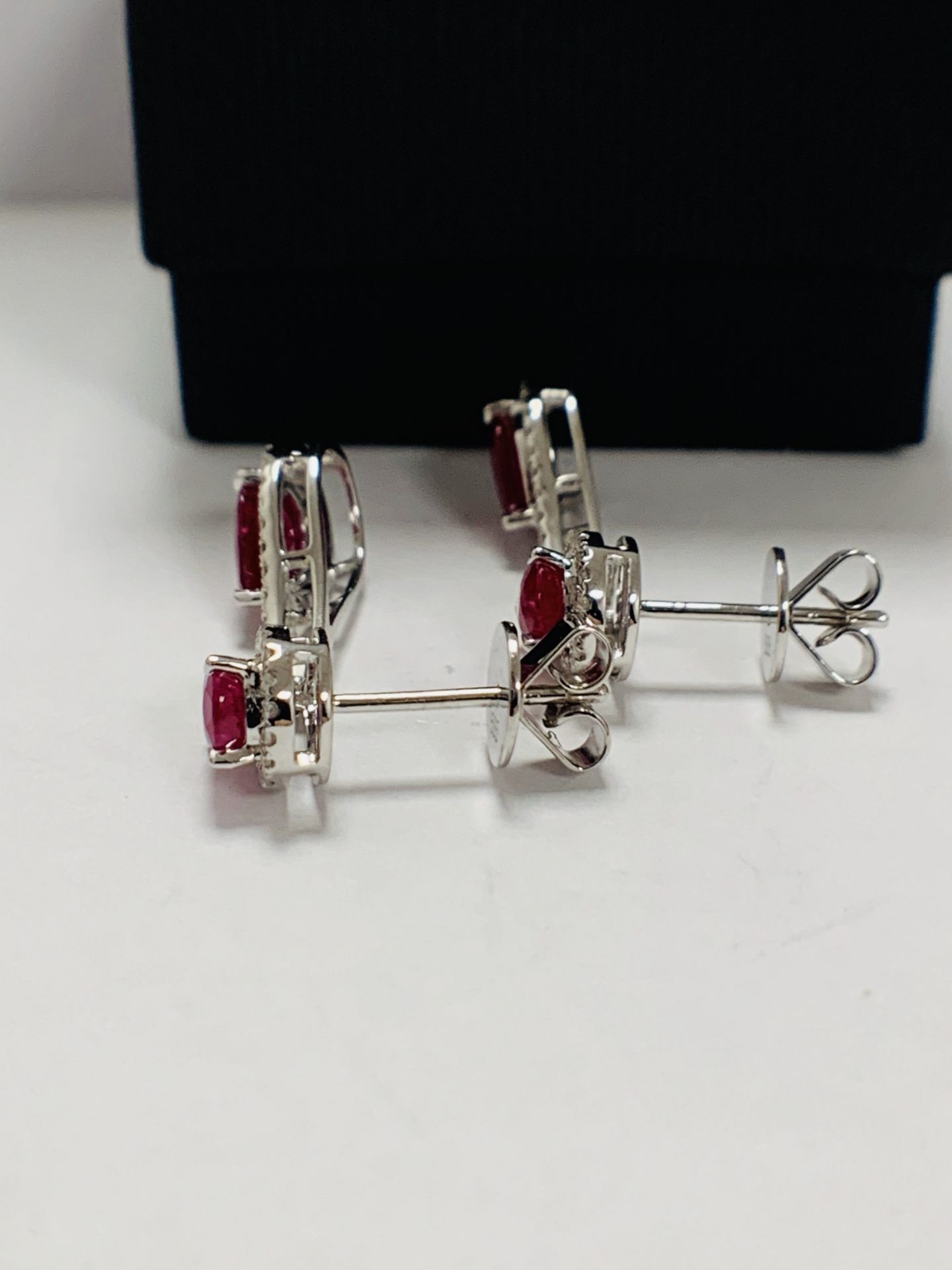 14ct White Gold Ruby and Diamond drop Earring - Image 6 of 14