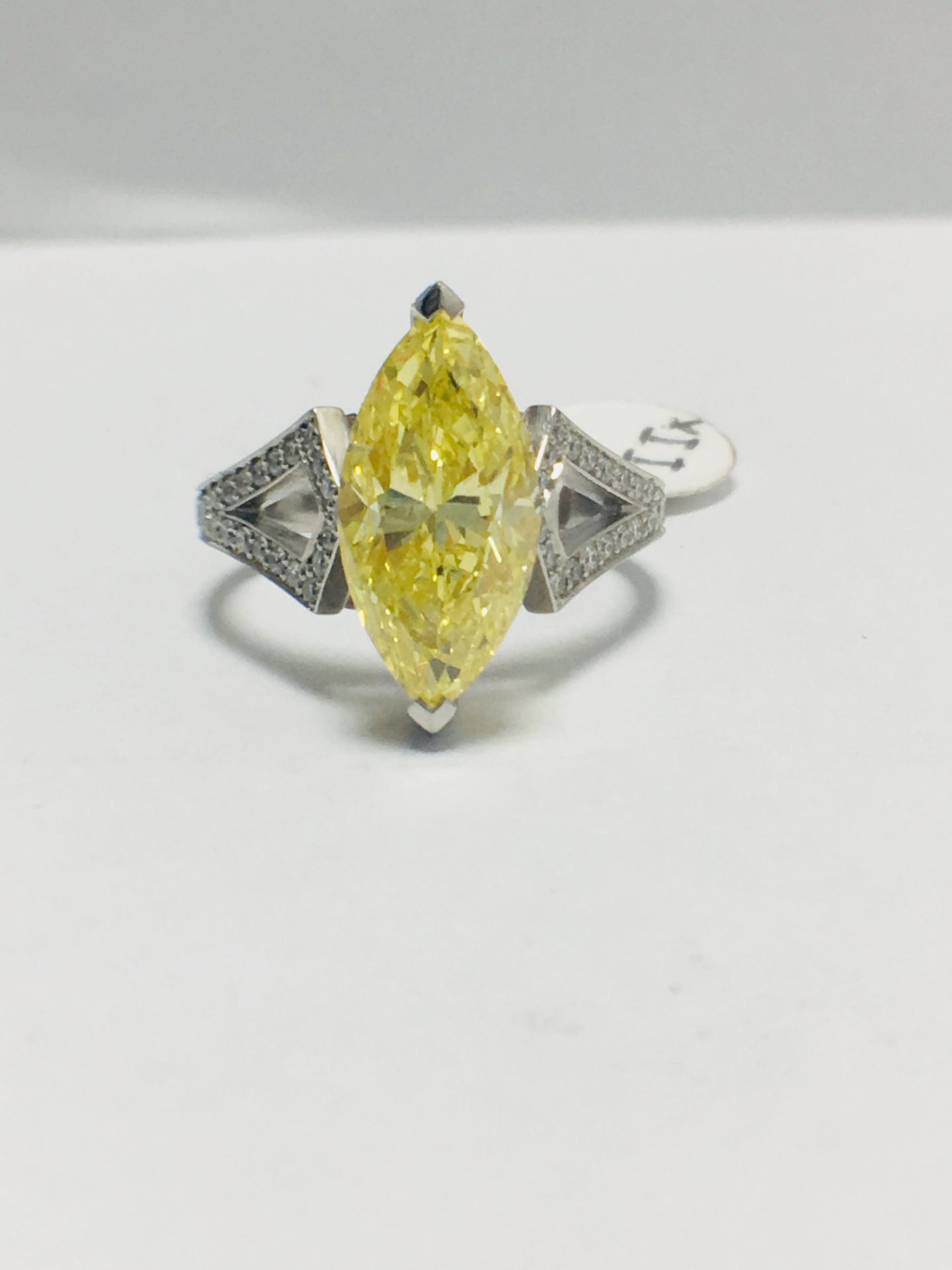 3.54ct Marquis Fancy yellow Diamond Ring