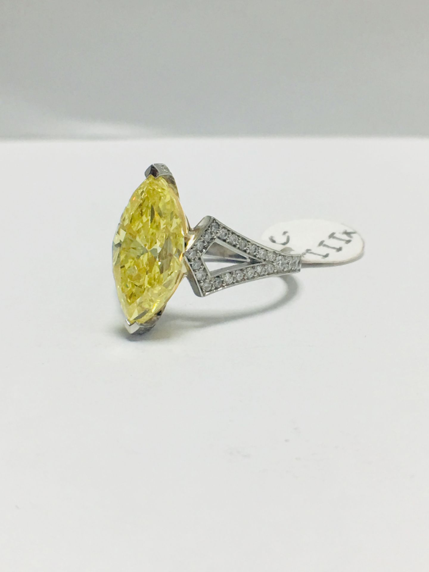 3.54ct Marquis Fancy yellow Diamond Ring - Image 3 of 12