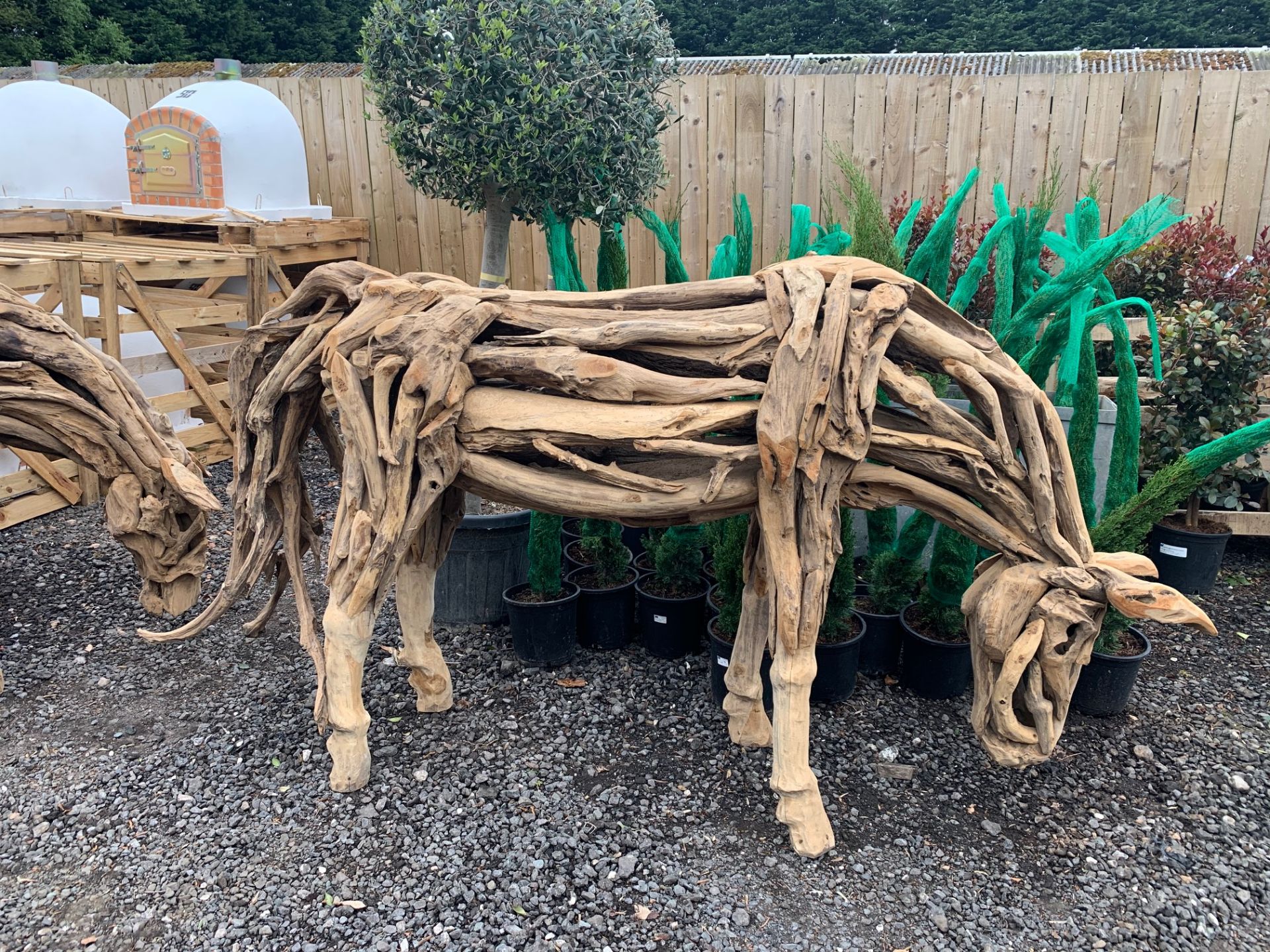 EXCEPTIONAL LIFESIZE HEAVY TEAK DRIFTWOOD HORSE