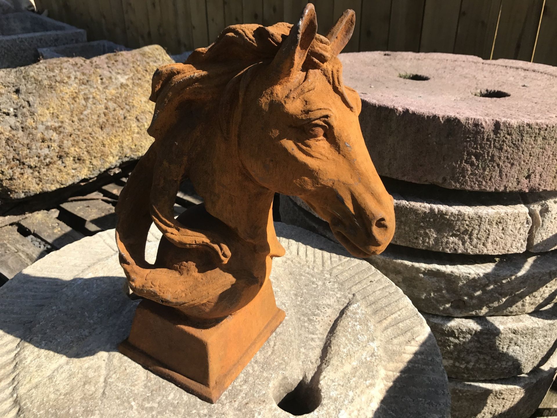 PAIR CAST IRON RUSTY HORSE HEADS