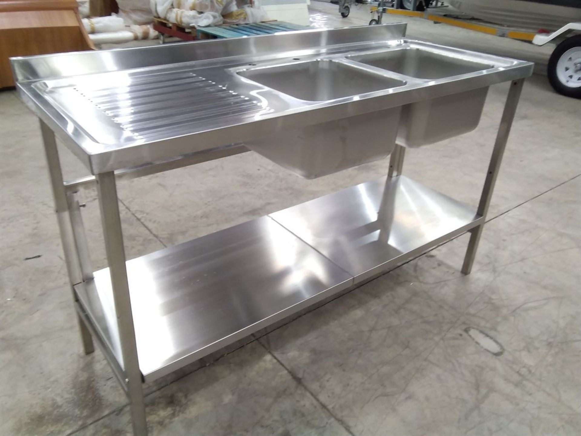 Diaminox MT-186A Stainless Steel Double Sink Unit - Right Hand Drain - 1800 x 600 x 900mm - Image 2 of 3
