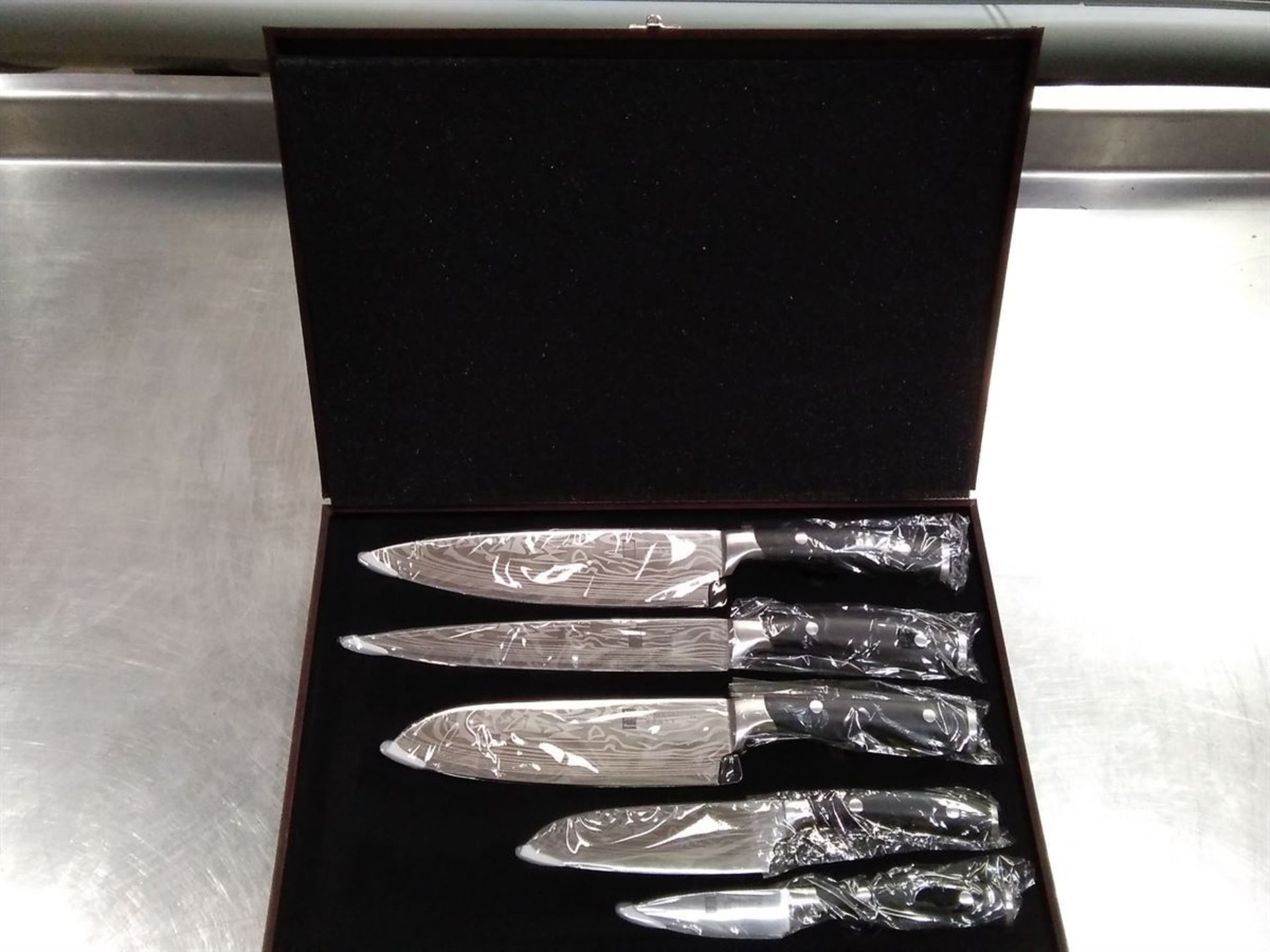 Kyoto Damascus 5pcs Knife Set in Wooden Case - Image 2 of 4