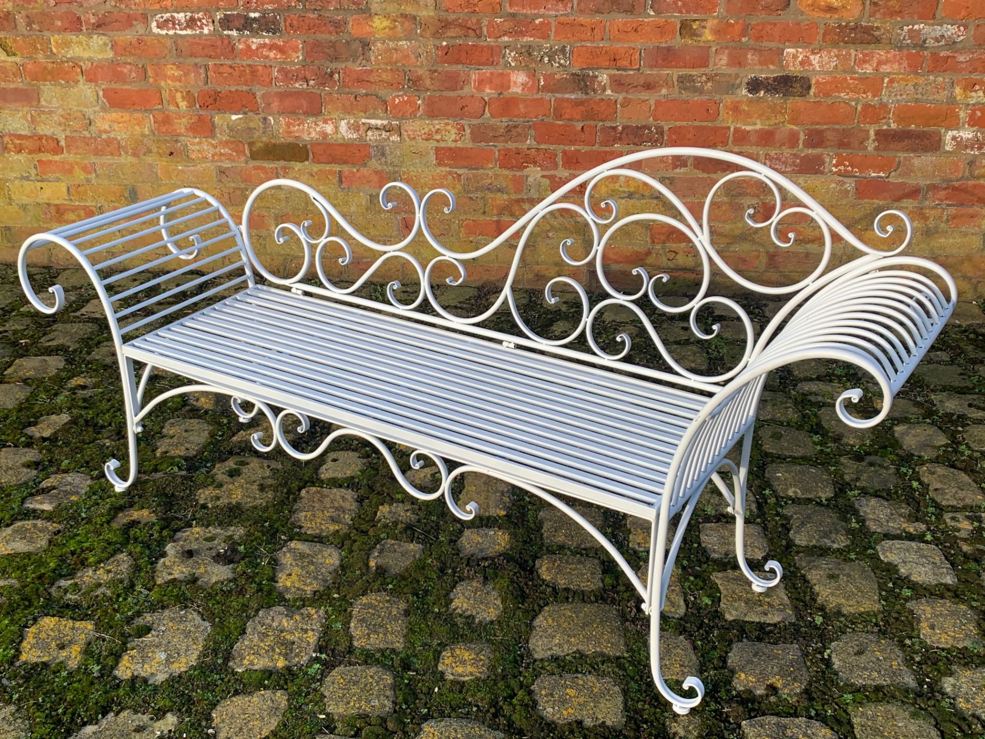 NEW ORNATE CHAISE WHITE LARGE GARDEN BENCH