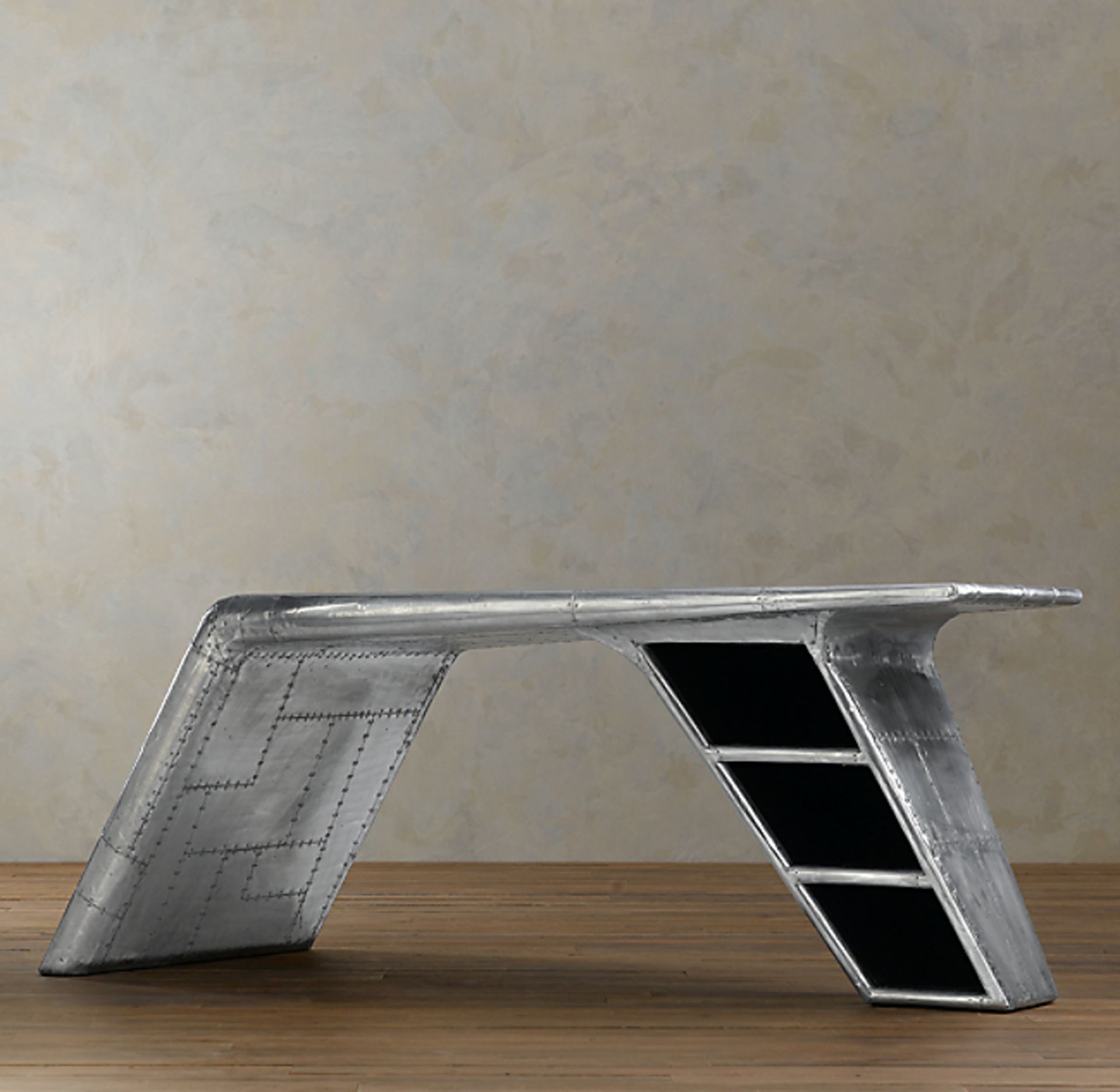 NEW DESIGNER AVIATOR ALUMINIUM AEROPLANE DESK 200CM RRP £1595