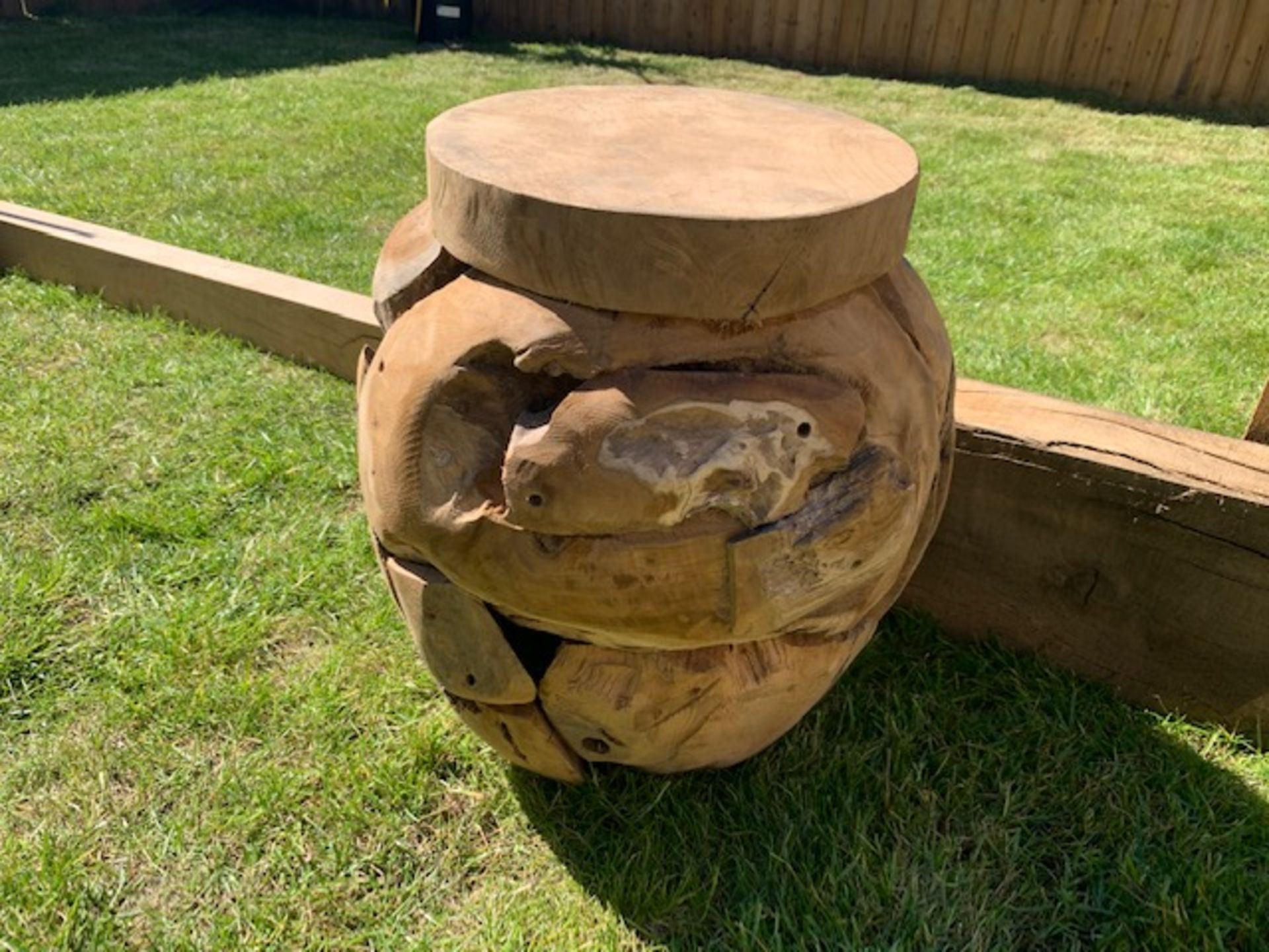 SOLID TEAK HEAVY DRIFTWOOD OVAL STOOL