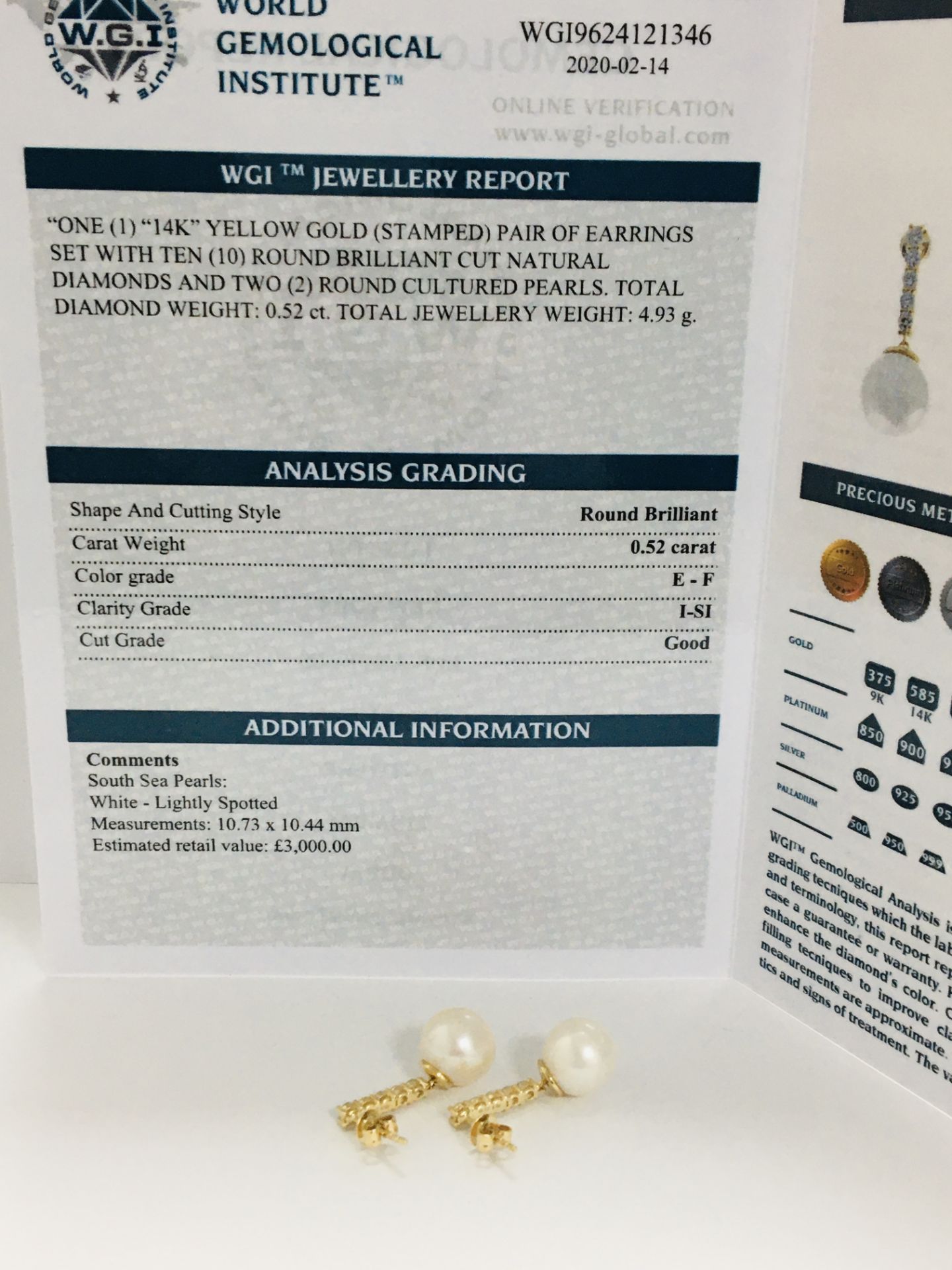 14ct Yellow Gold Pearl and Diamond drop Earrings - Image 5 of 11