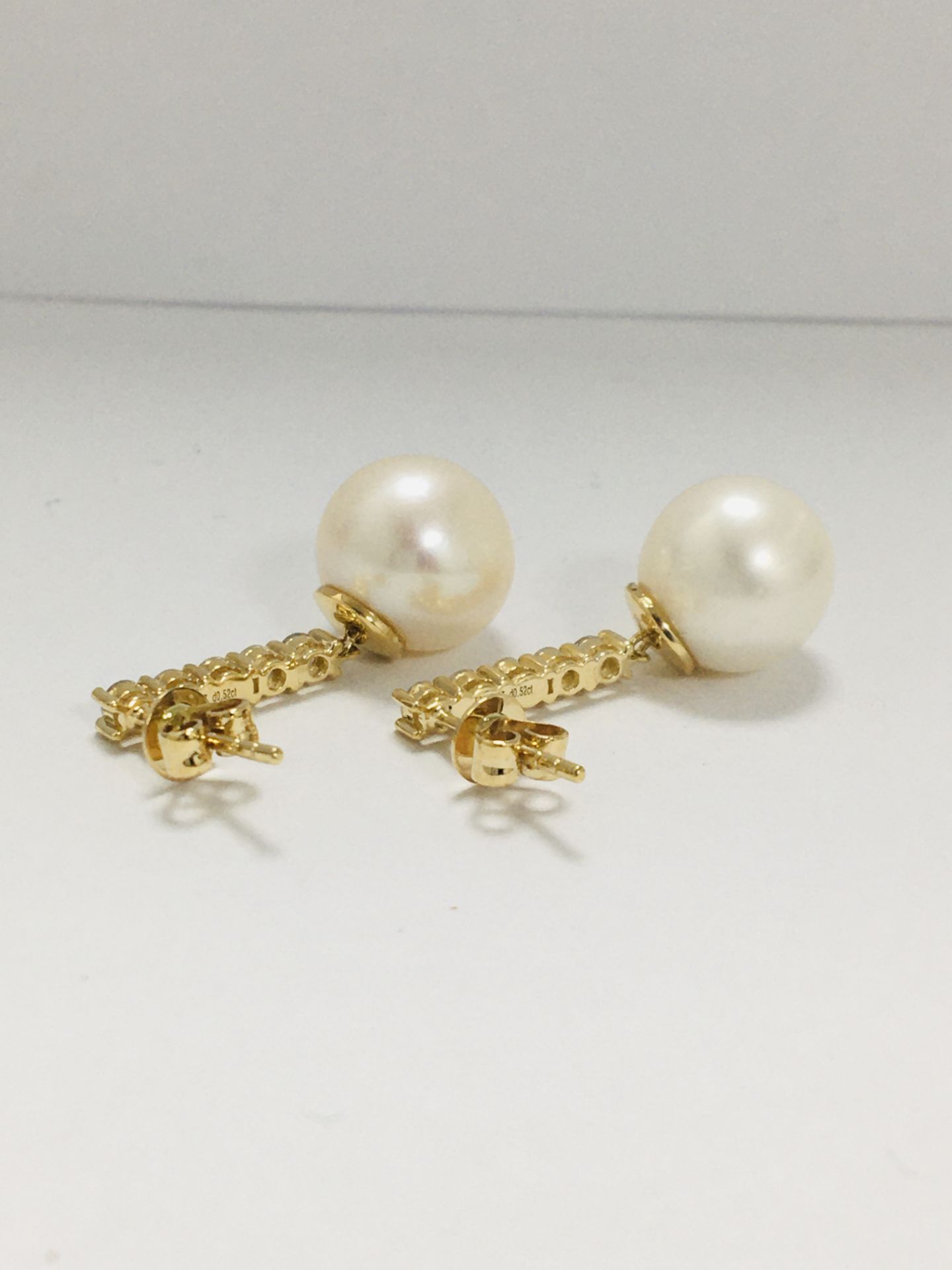 14ct Yellow Gold Pearl and Diamond drop Earrings - Image 4 of 11