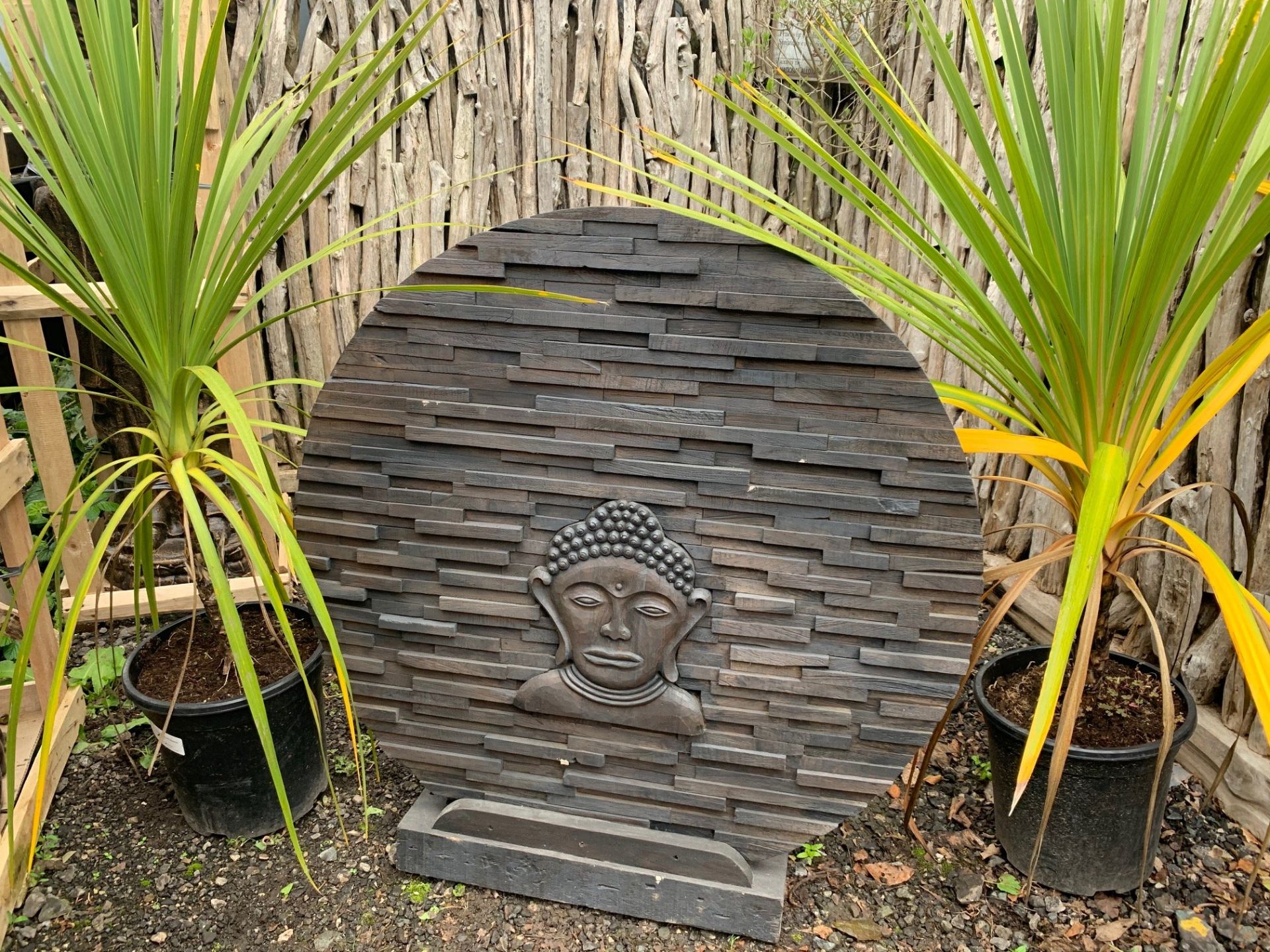 HEAVY SOLID TEAK FRONTED BUDDHA WALL PLAQUE