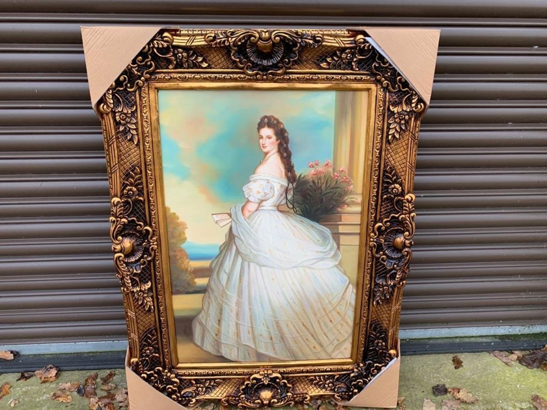 4FT X 3FT UNKNOWN OIL PAINTING ON CANVAS IN GILT STYLE FRAME