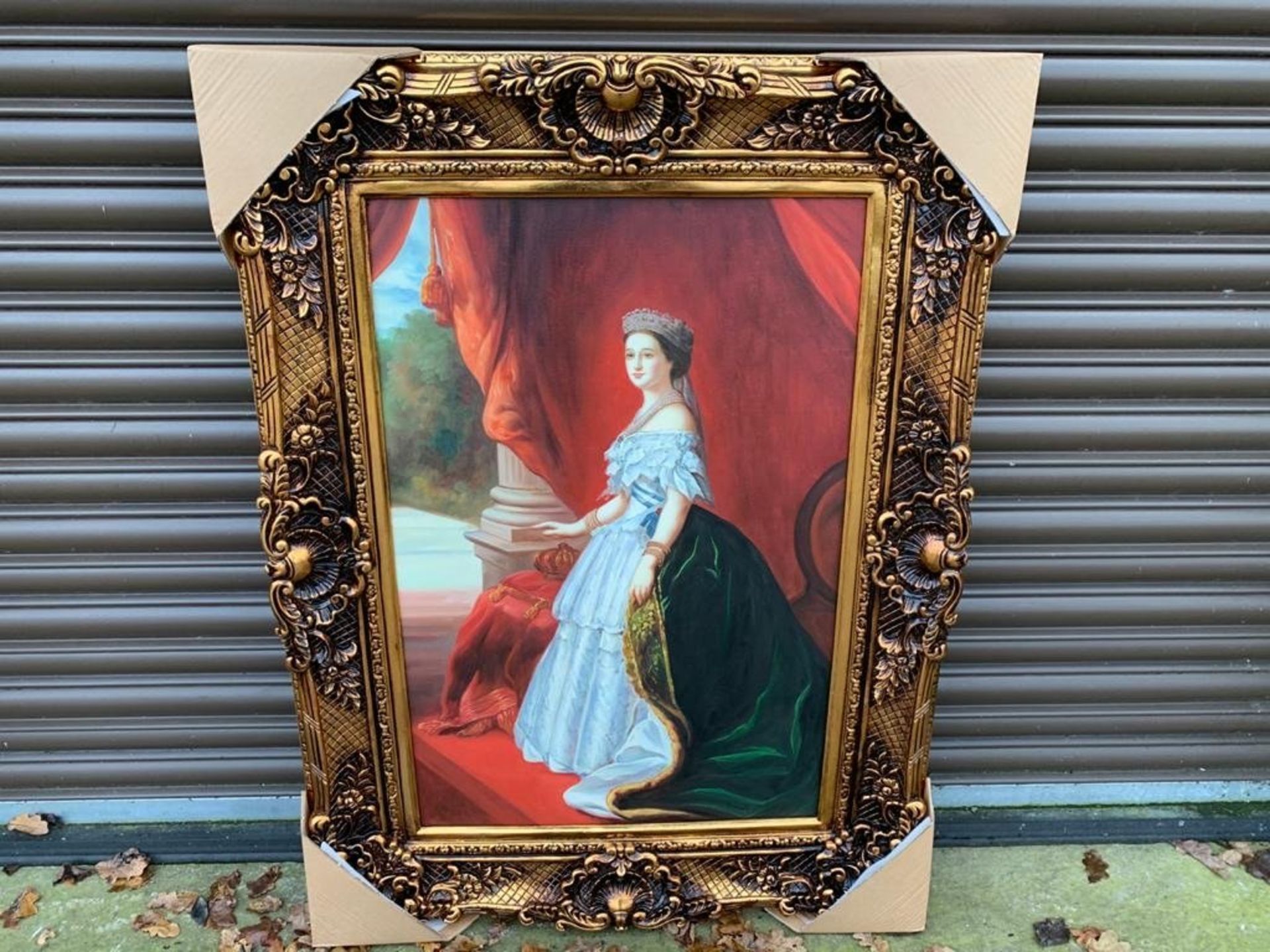 4FT X 3FT UNKNOWN OIL PAINTING ON CANVAS IN GILT STYLE FRAME