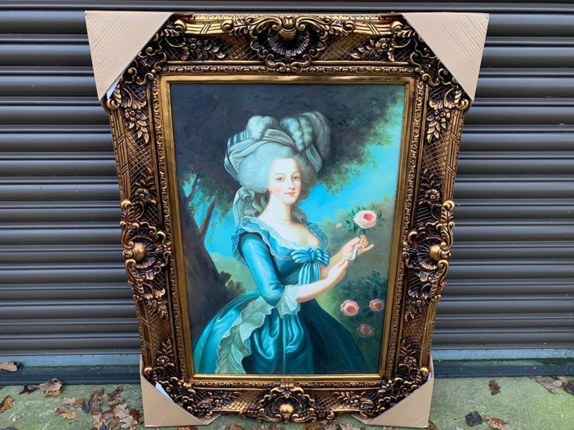 4FT X 3FT UNKNOWN OIL PAINTING ON CANVAS IN GILT STYLE FRAME