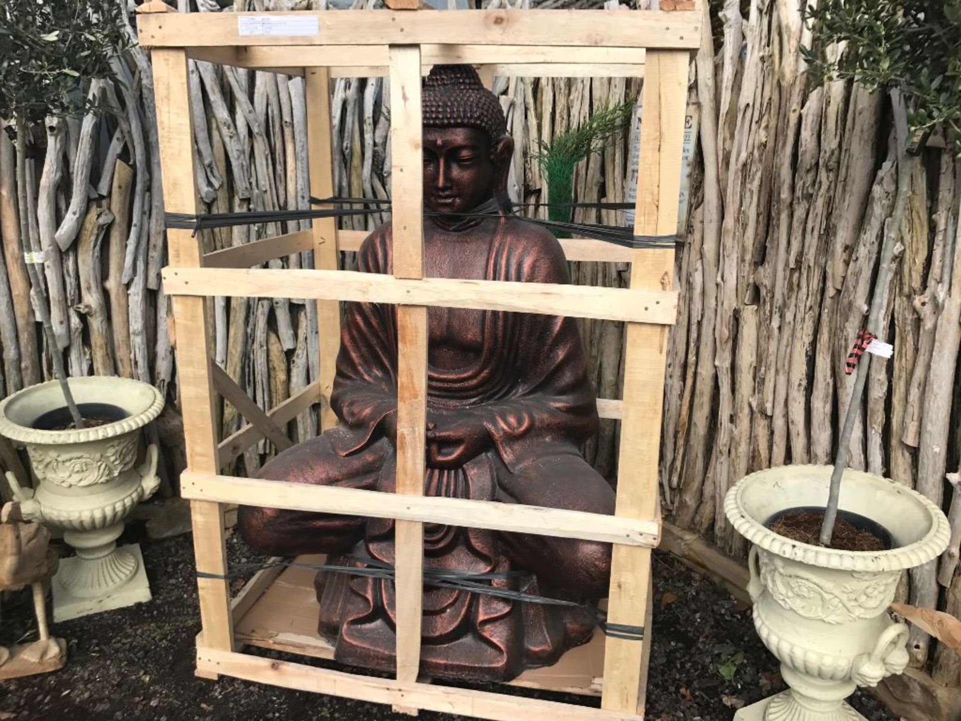 MASSIVE CRATED BUDDHA IN COPPER FINISH ON PALLET