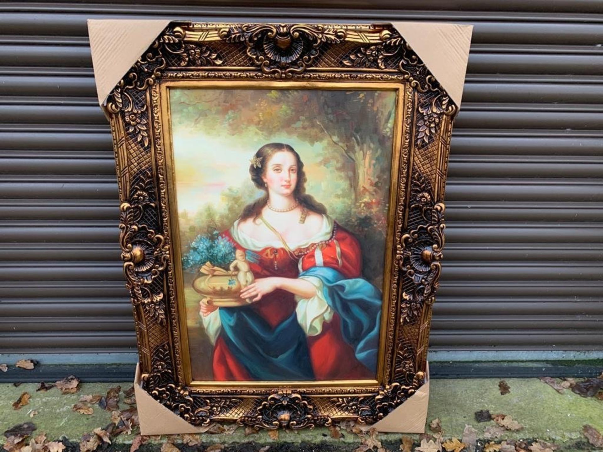 4FT X 3FT UNKNOWN OIL PAINTING ON CANVAS IN GILT STYLE FRAME