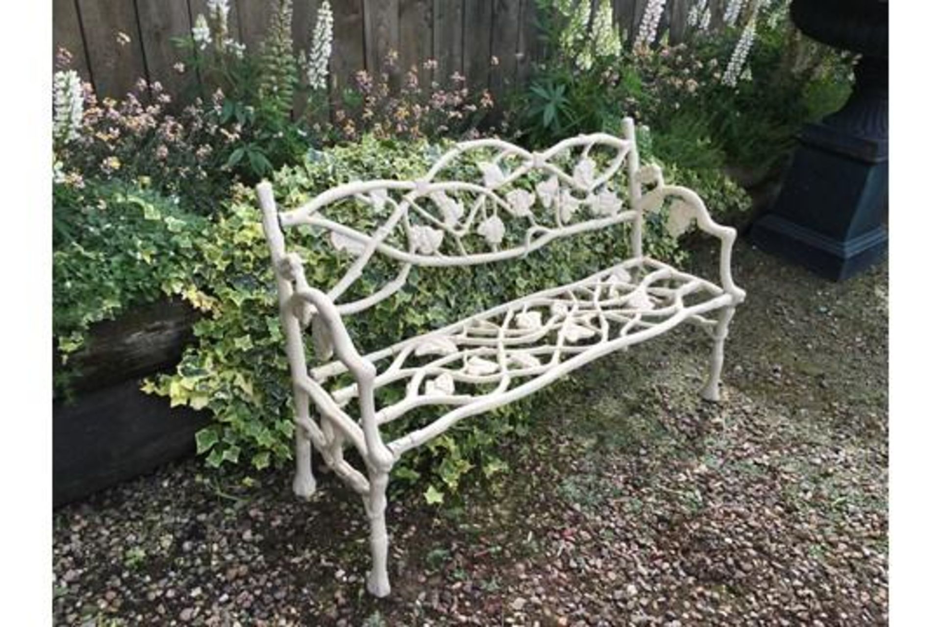 CAST IRON COALBROOKDALE BENCH IN ANTIQUE WHITE