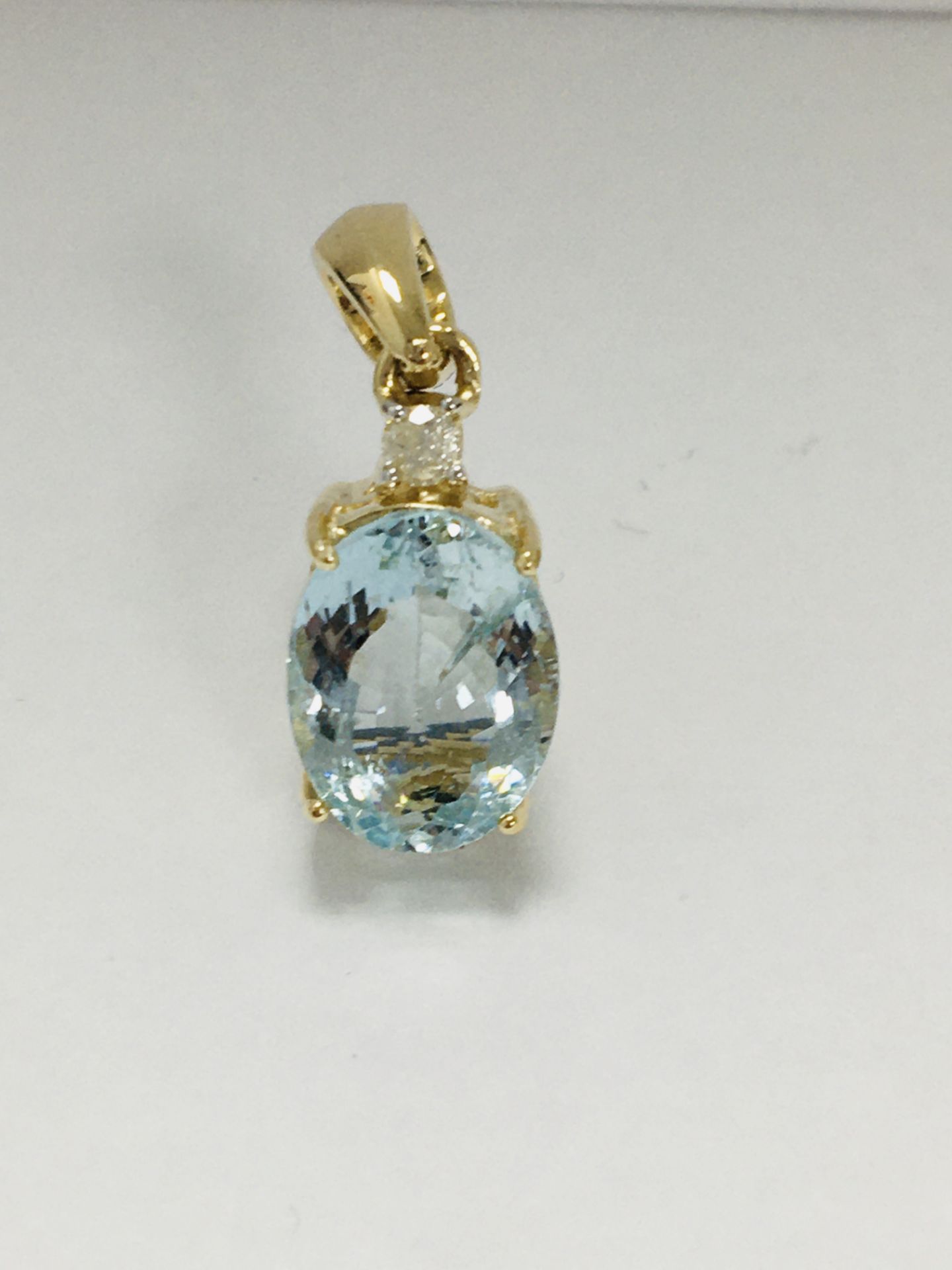 14Ct Yellow Gold Aquamarine And Diamond Pendant - Image 8 of 10