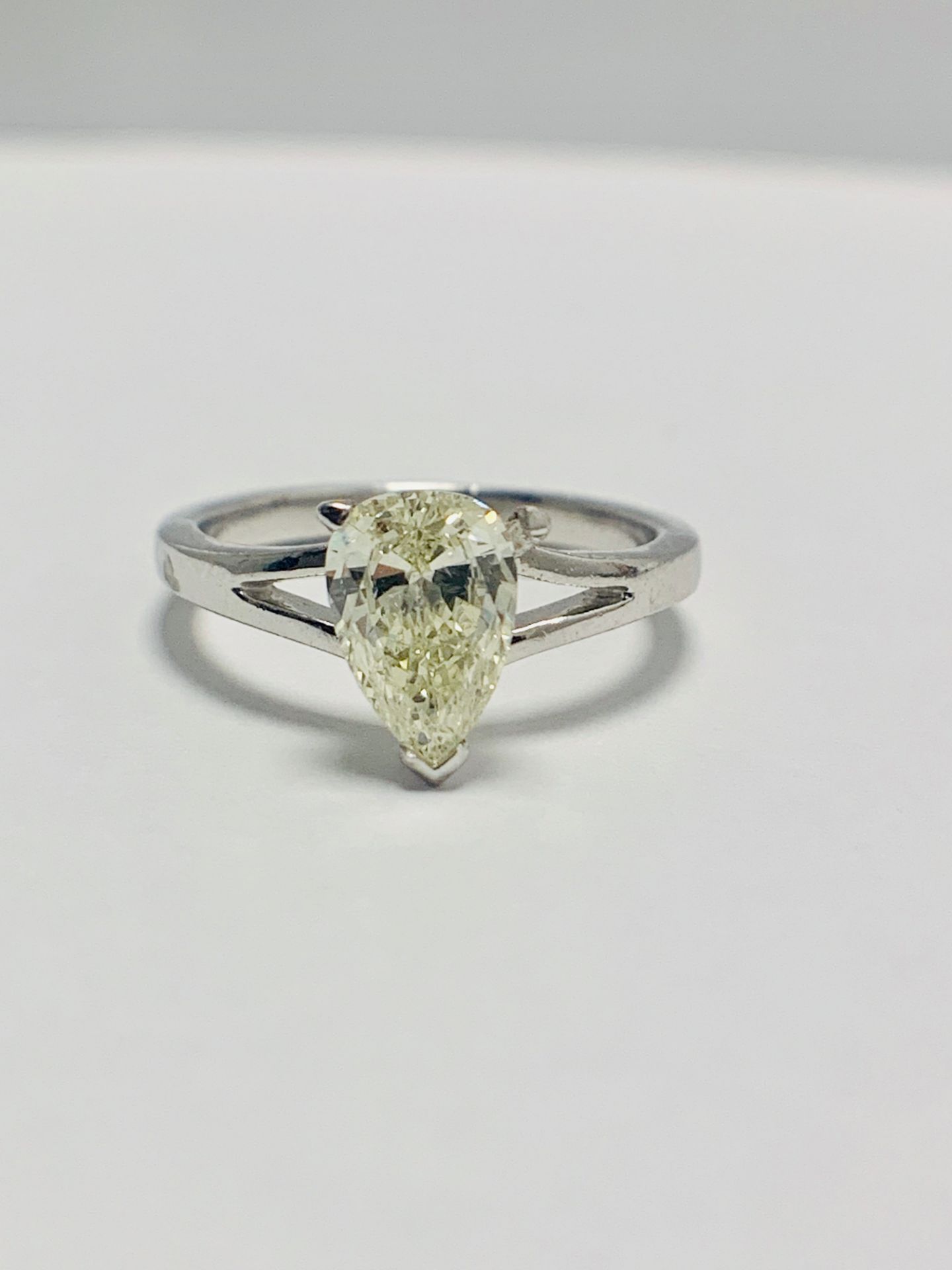1Ct Pearshape Diamond Platinum Solitaire Ring.