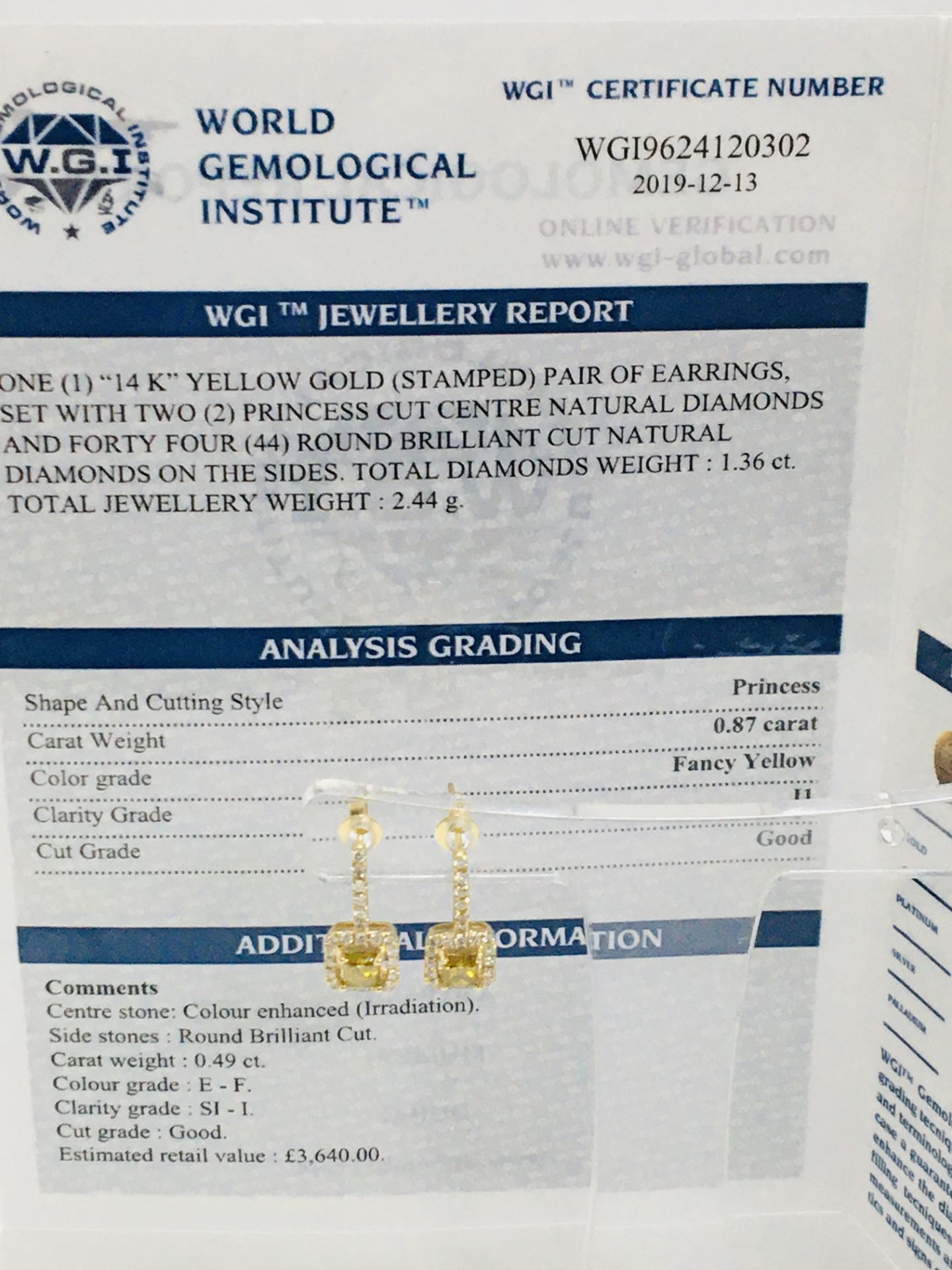 14Ct Yellow Gold Diamond Drop Earrings - Image 11 of 11