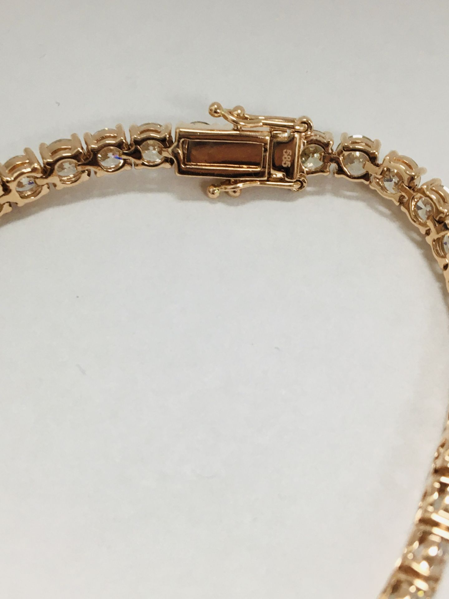 14Ct Rose Gold Diamond Tennis Bracelet - Image 6 of 20