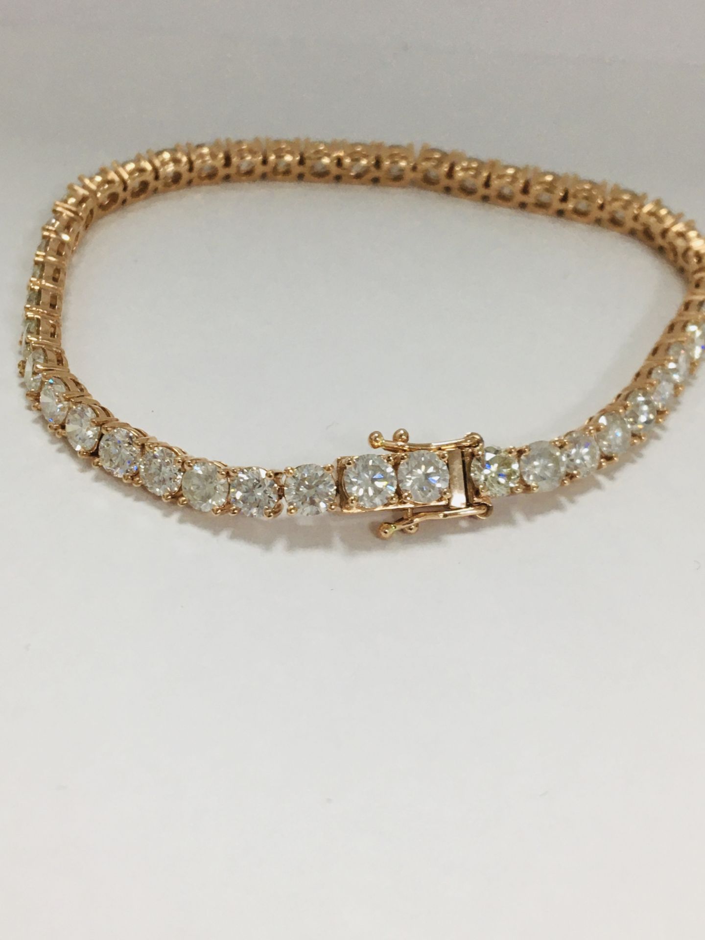 14Ct Rose Gold Diamond Tennis Bracelet - Image 3 of 20