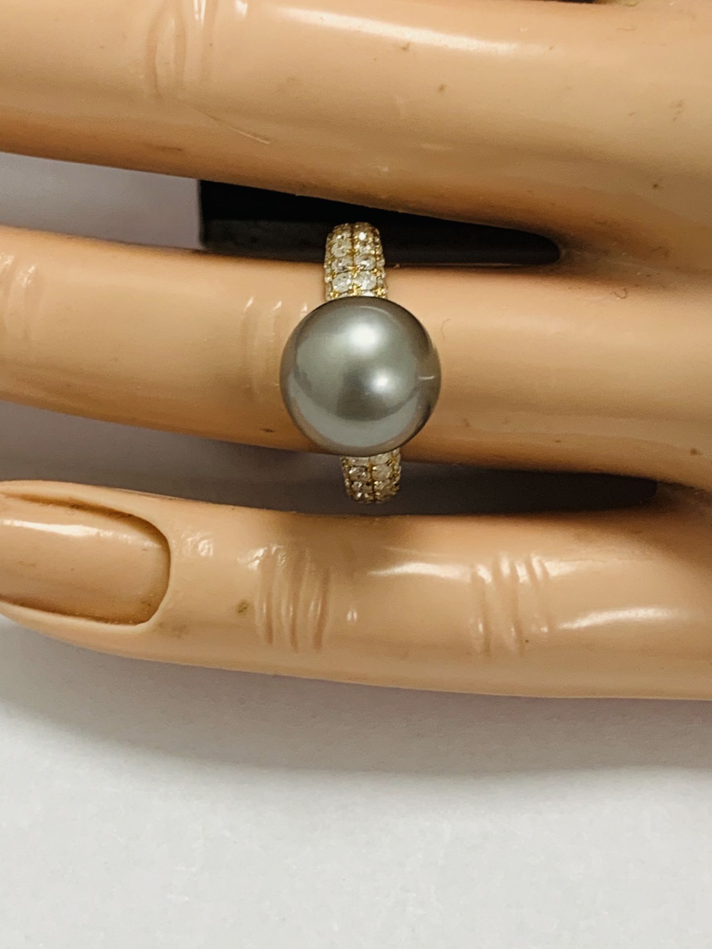 14K Yellow Gold Ring Cultured Tahitian Pearl - Image 8 of 9