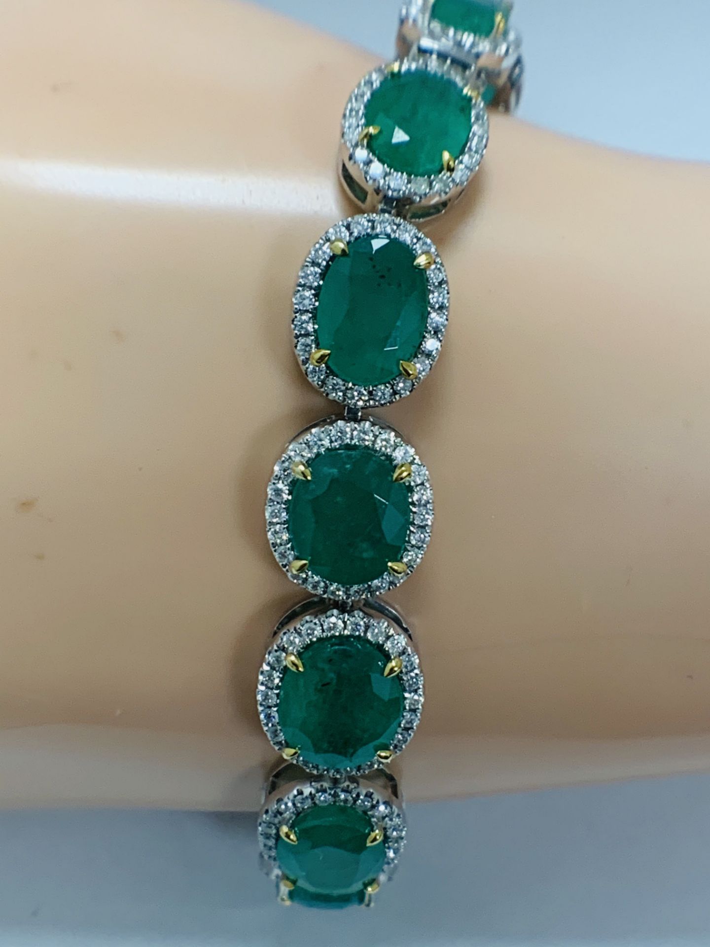 Platinum and Yellow Gold Emerald and Diamond Bracelet - Image 12 of 17