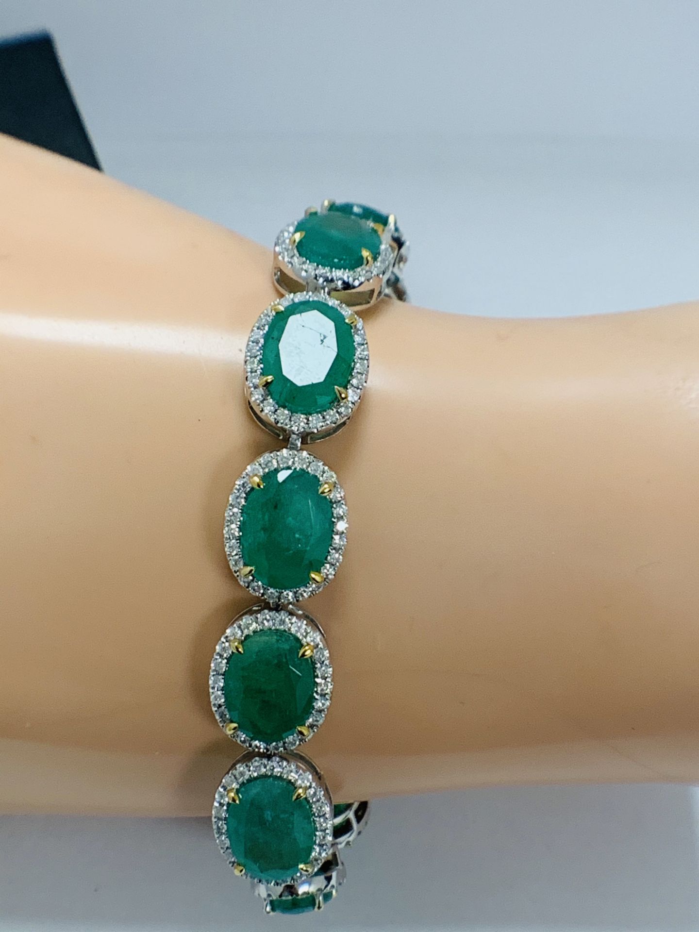 Platinum and Yellow Gold Emerald and Diamond Bracelet - Image 14 of 17