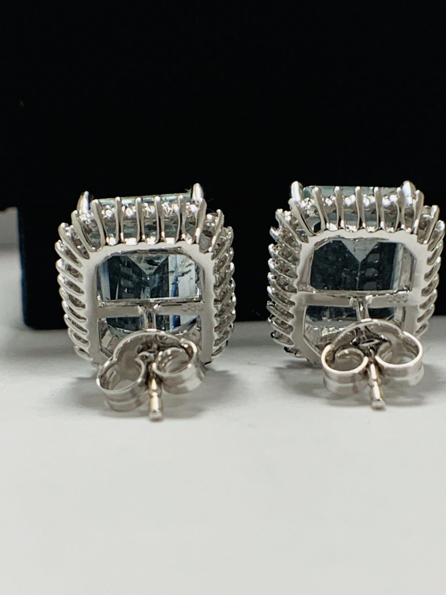 14Ct White Gold Aquamarine and Diamond Stud Earrings - Image 5 of 7