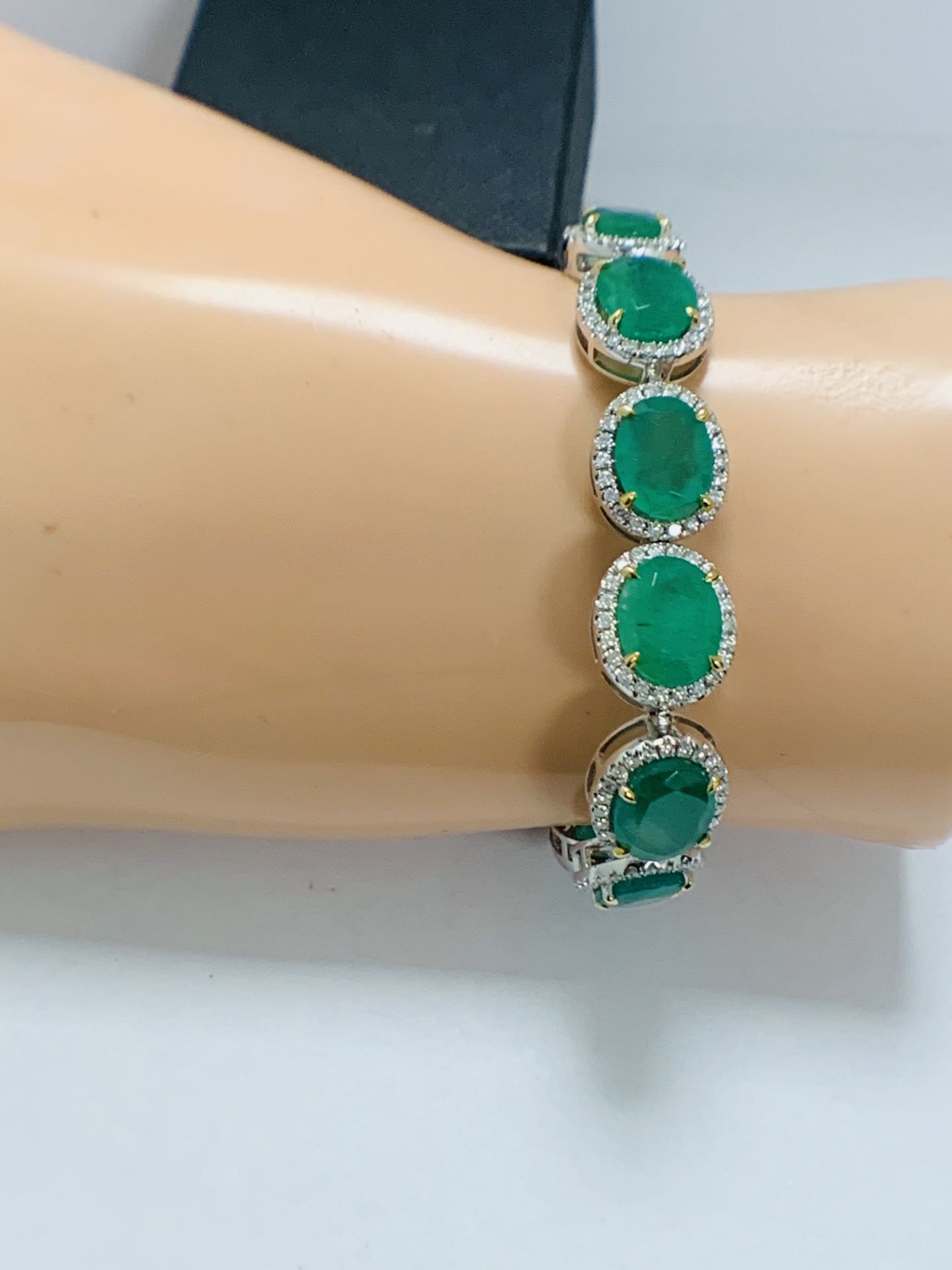 Platinum and Yellow Gold Emerald and Diamond Bracelet - Image 10 of 17