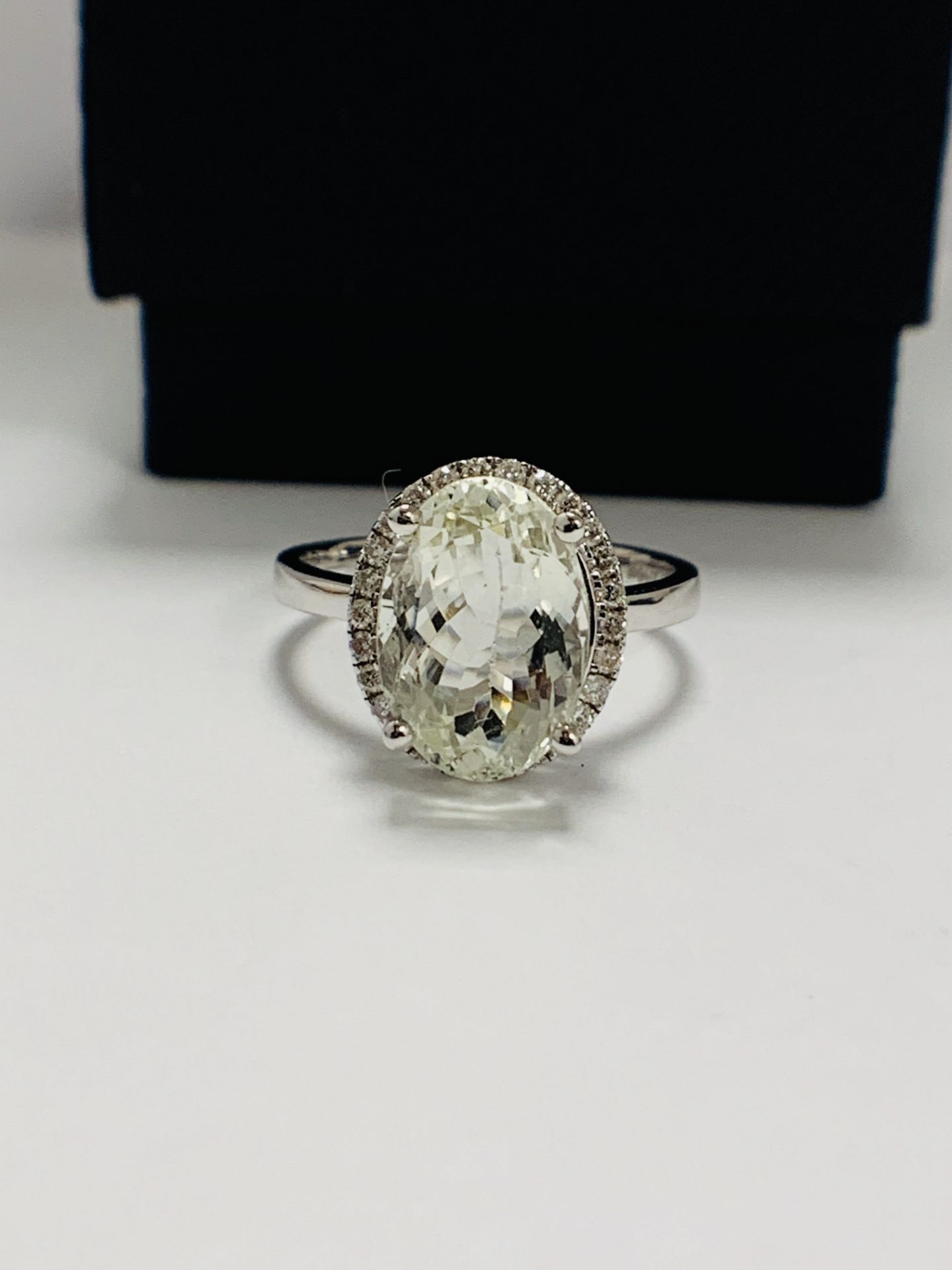 14Ct White Gold Aquamarine and Diamond Ring