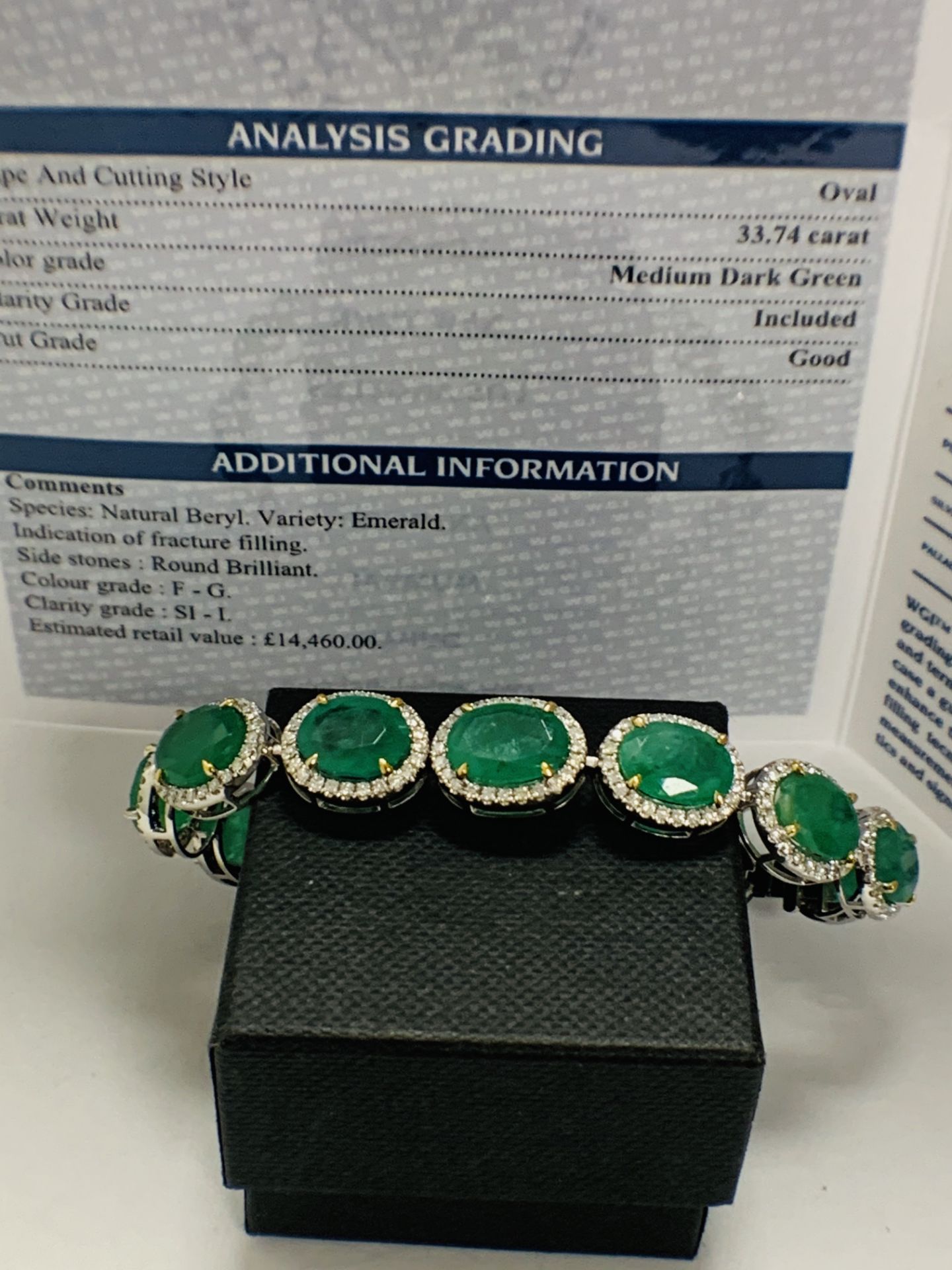 Platinum and Yellow Gold Emerald and Diamond Bracelet - Image 16 of 17