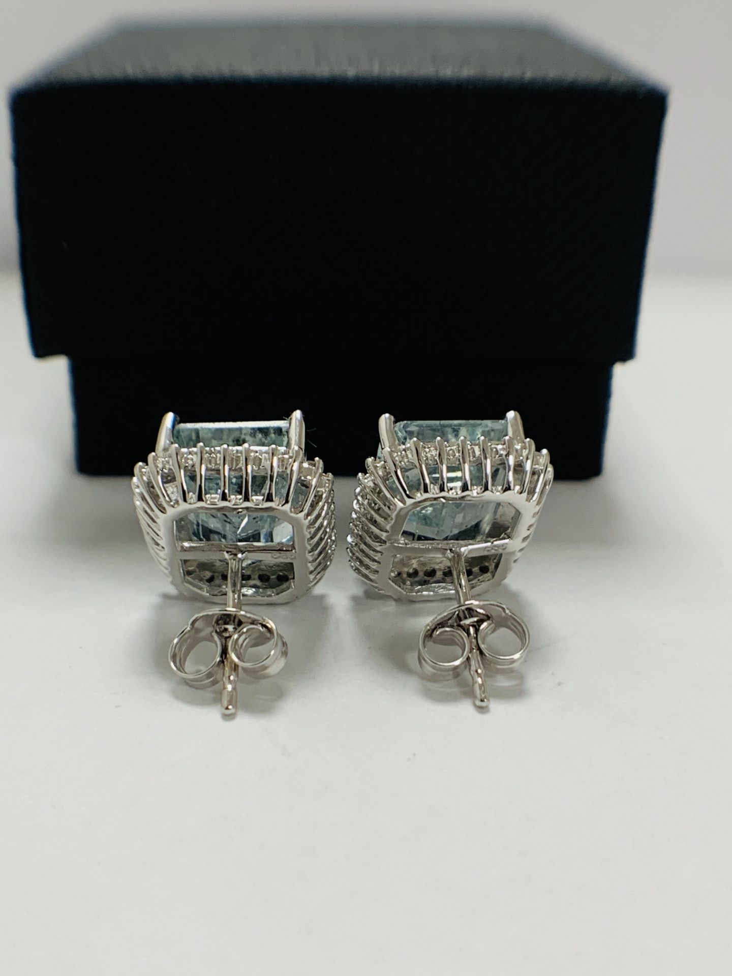 14Ct White Gold Aquamarine and Diamond Stud Earrings - Image 4 of 7