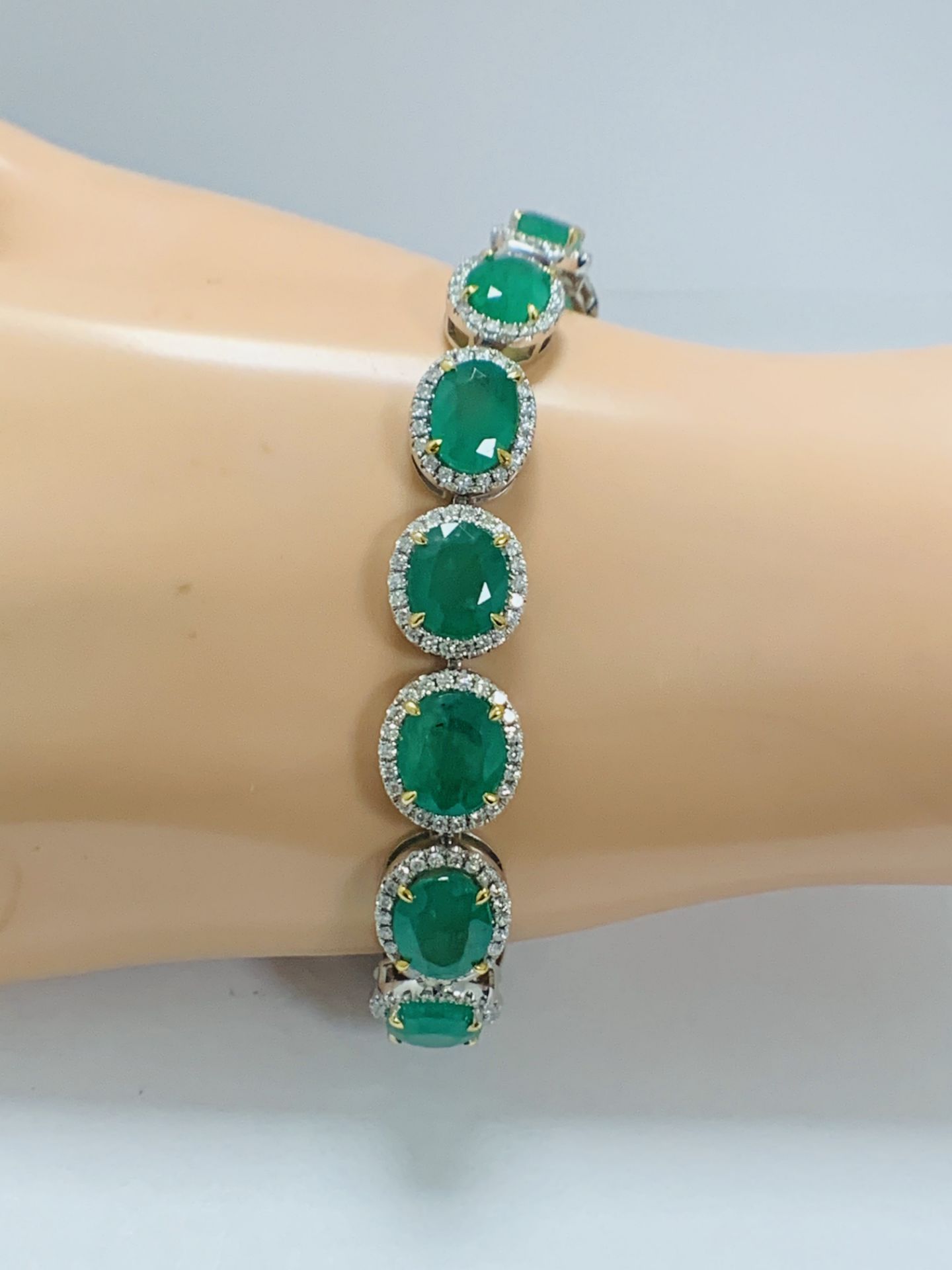 Platinum and Yellow Gold Emerald and Diamond Bracelet - Image 13 of 17