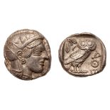 Attica, Athens. Silver Tetradrachm (17.24 g), ca. 454-404 BC. AU