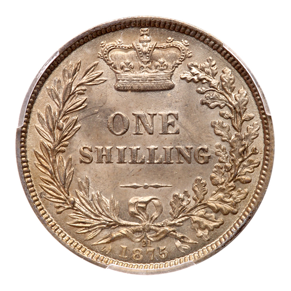 Great Britain. Shilling, 1875. PCGS UNC - Image 3 of 3