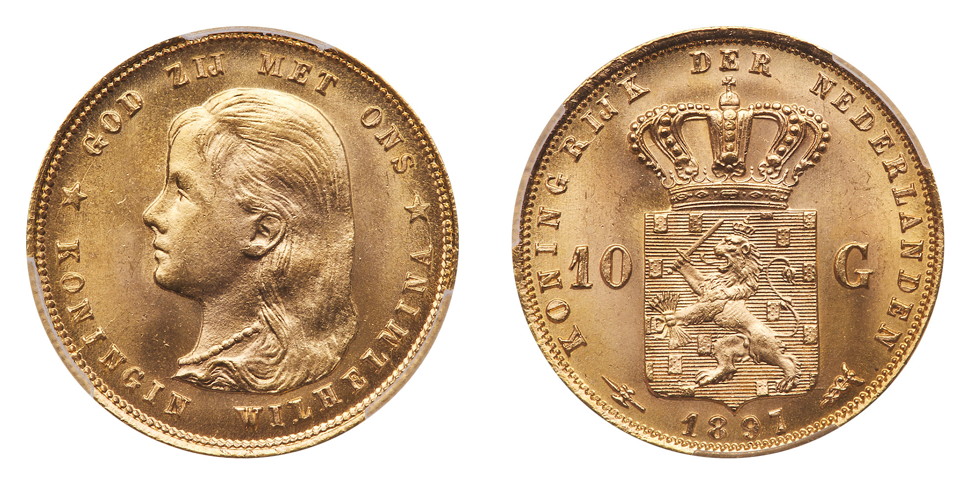 Netherlands. 10 Gulden, 1897. PCGS MS66