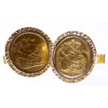 Worldwide. Pair of Gold Cuff Links with Sovereigns: